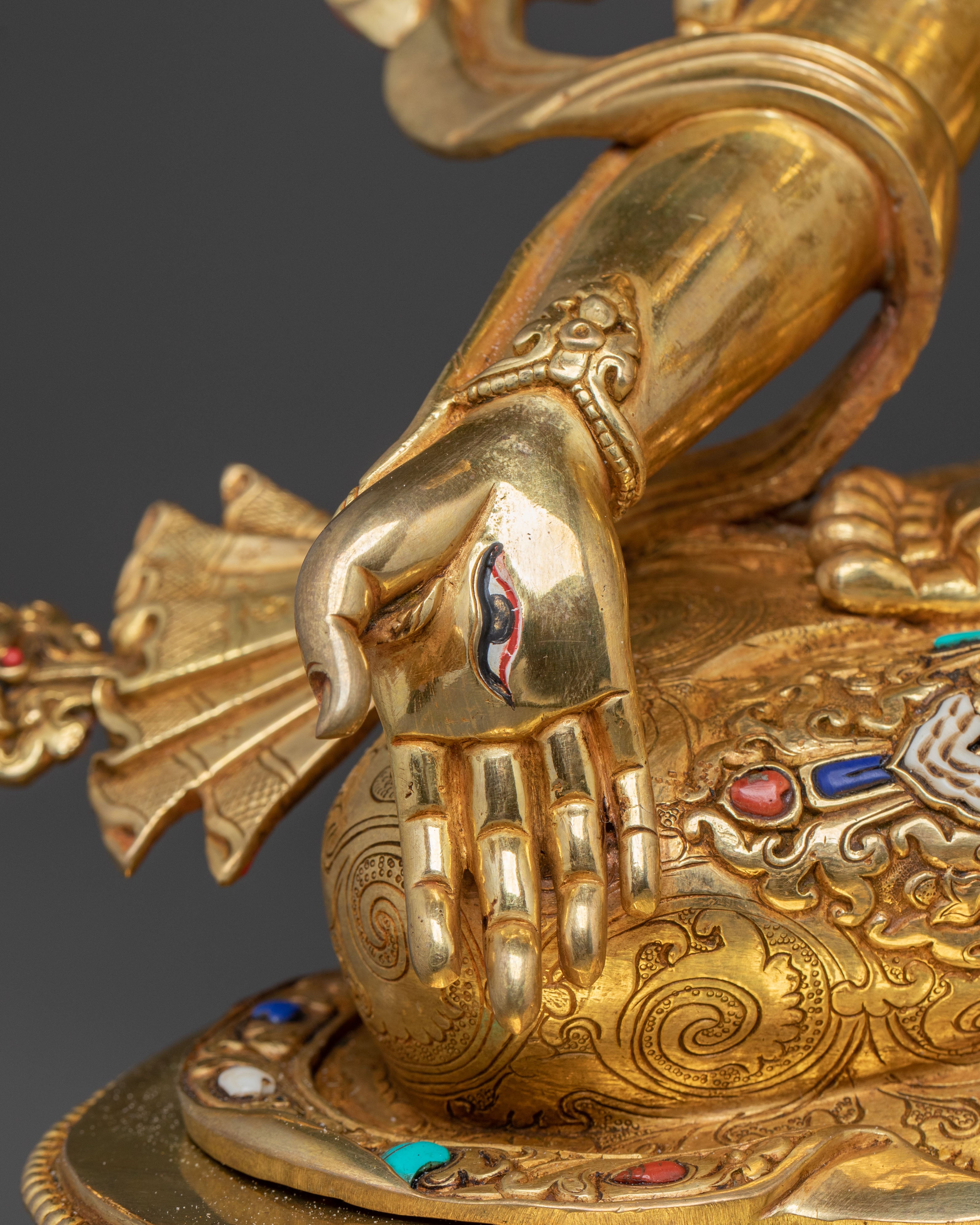 Longevity Blessing White Tara Sculpture: Hand-Gilded Copper Artistry