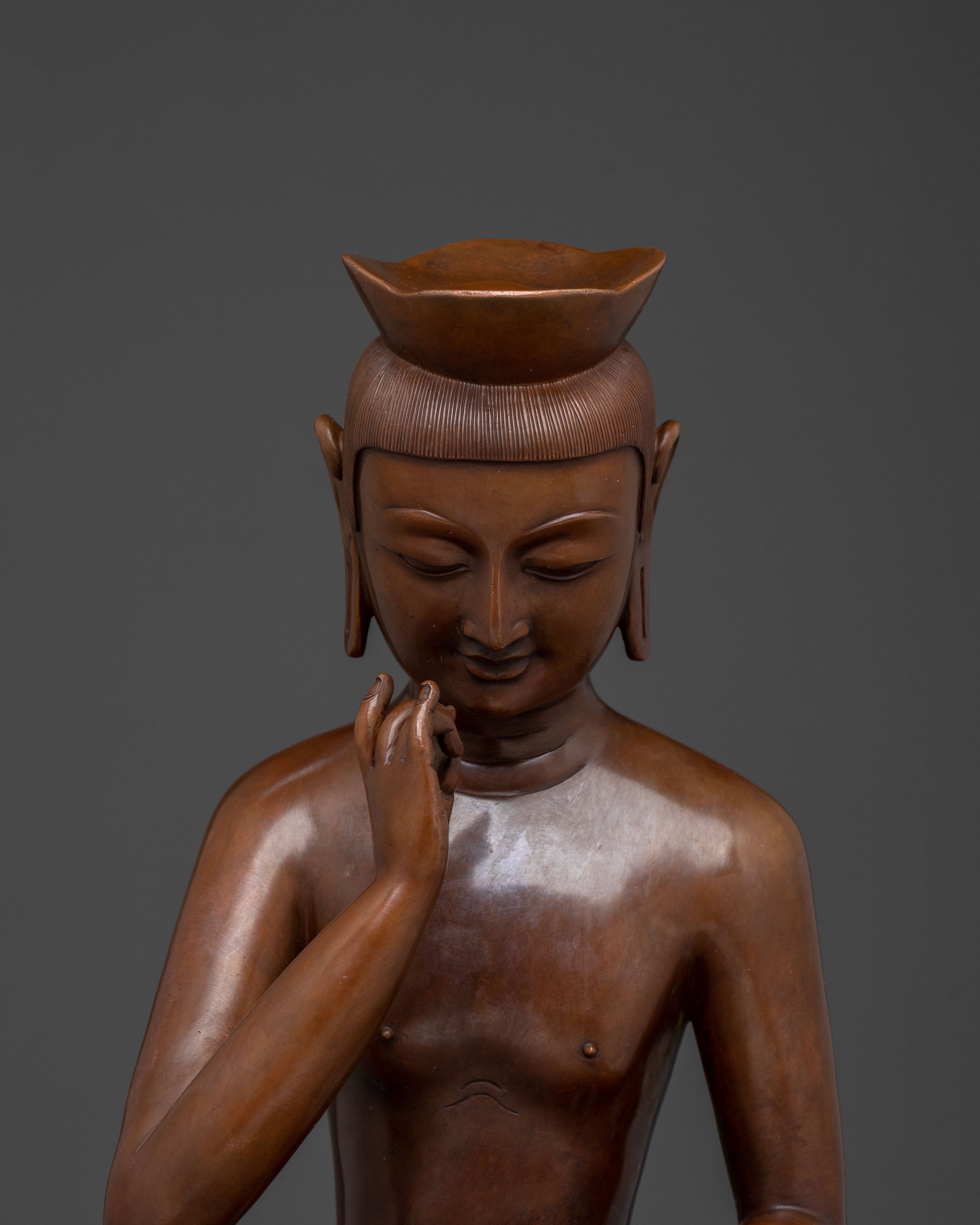 Maitreya Buddha Statue | Oxidized Copper Buddhist Sculpture