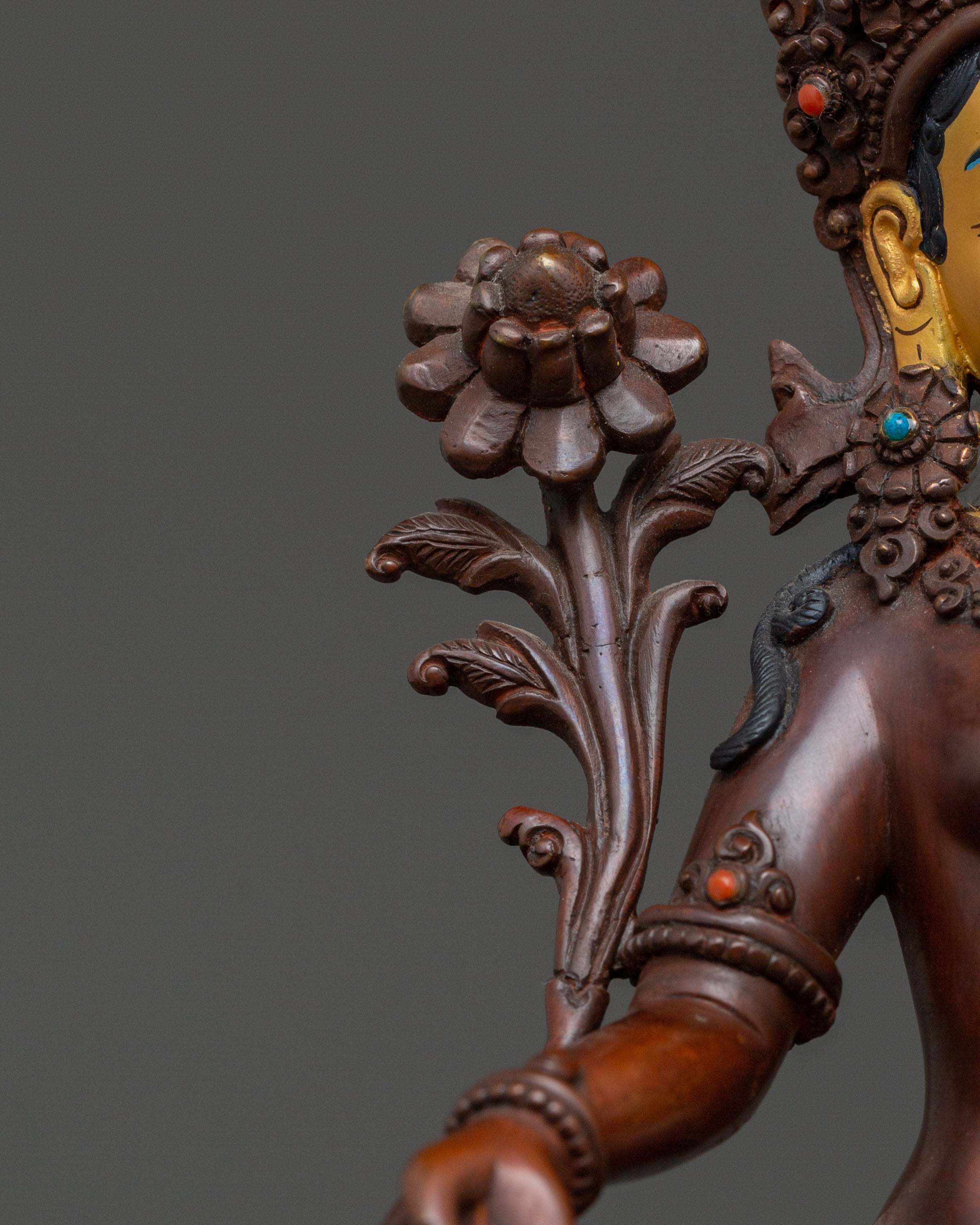 Mother Green Tara Statue | Oxidized Copper Body