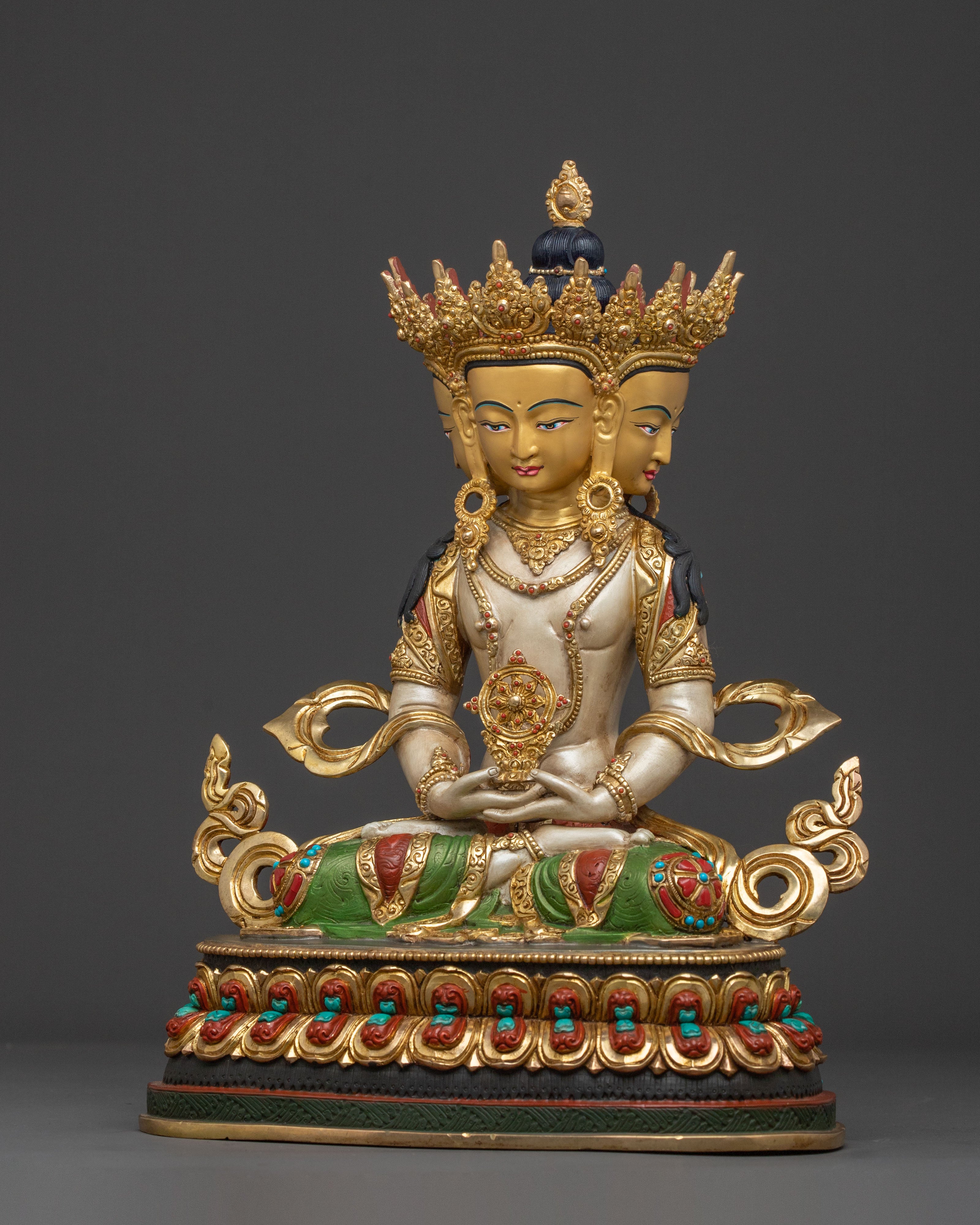 Handcrafted Vairocana Statue – 24K Gilded Copper