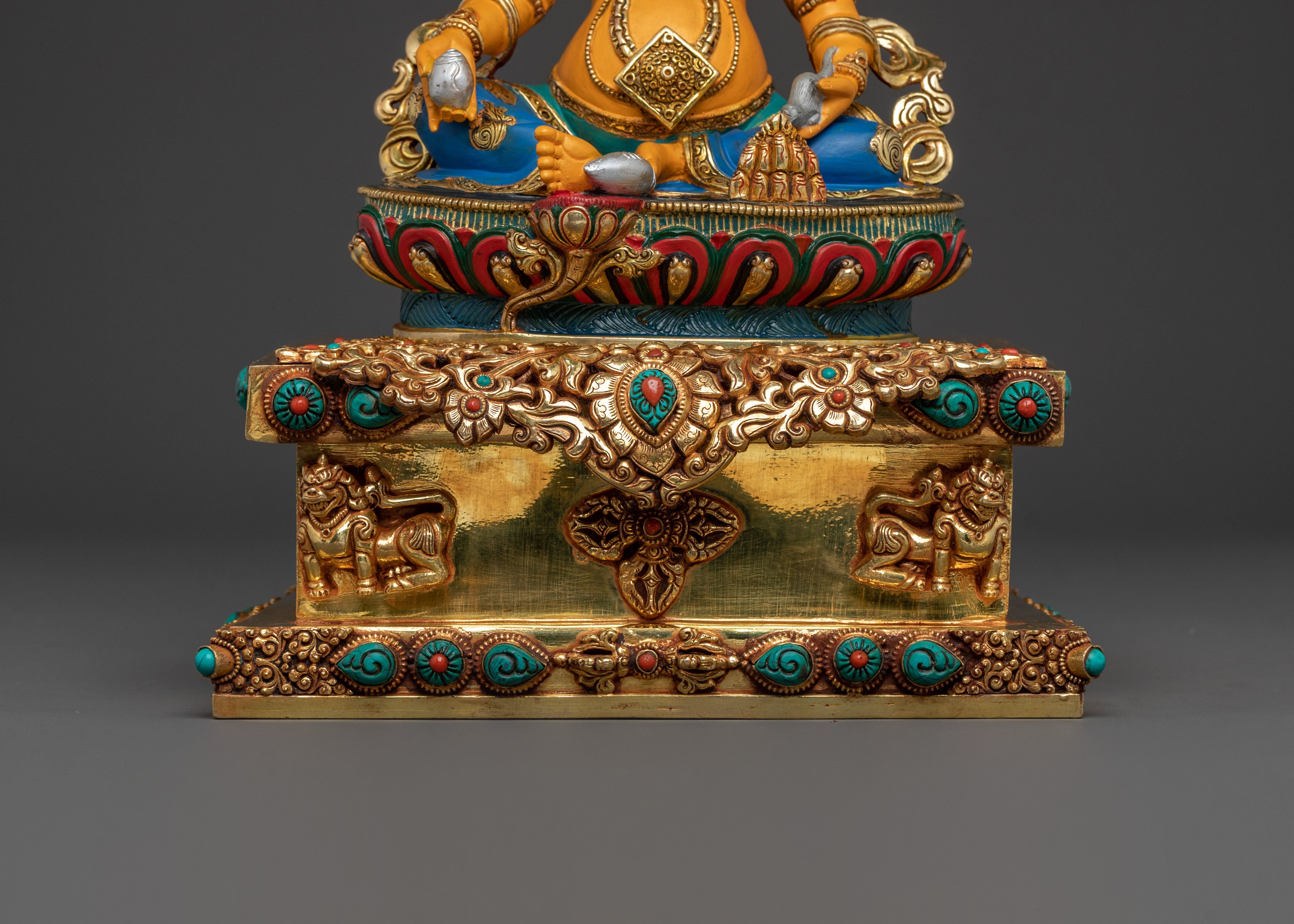 Dzambhala Statue on Throne | Traditional Figurine