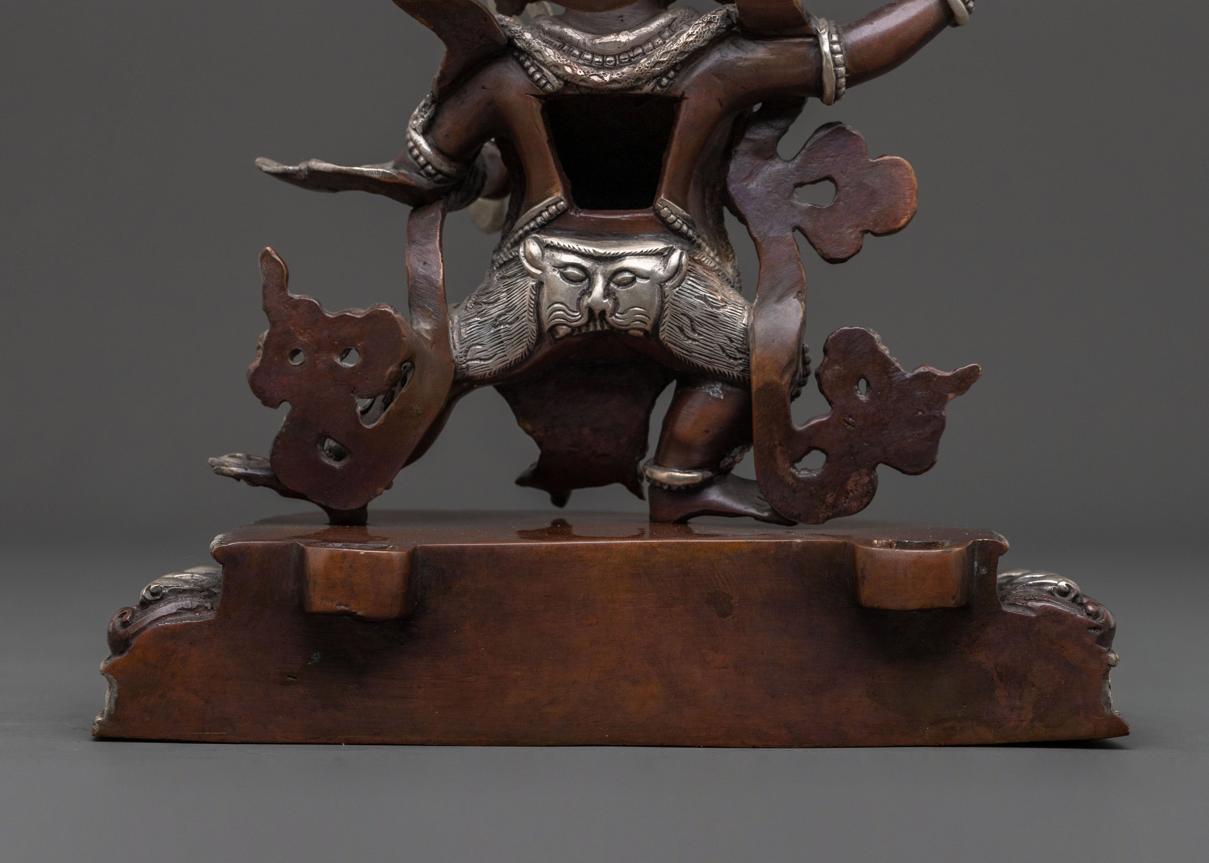 Vajrapani Himalayan Statue in Oxidized Copper and Silver