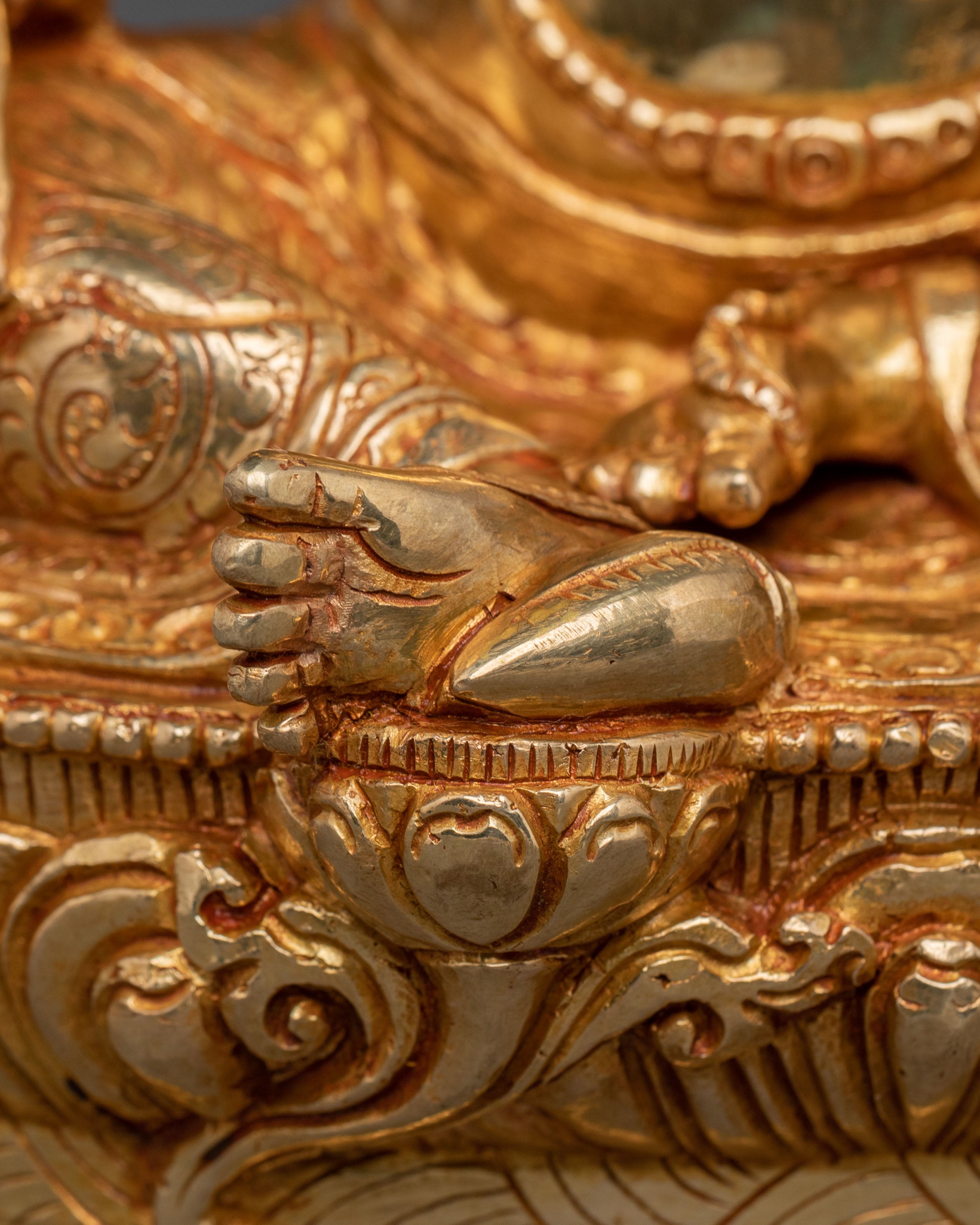 Radiant Wealth Deity Dzambhala Golden Figurine