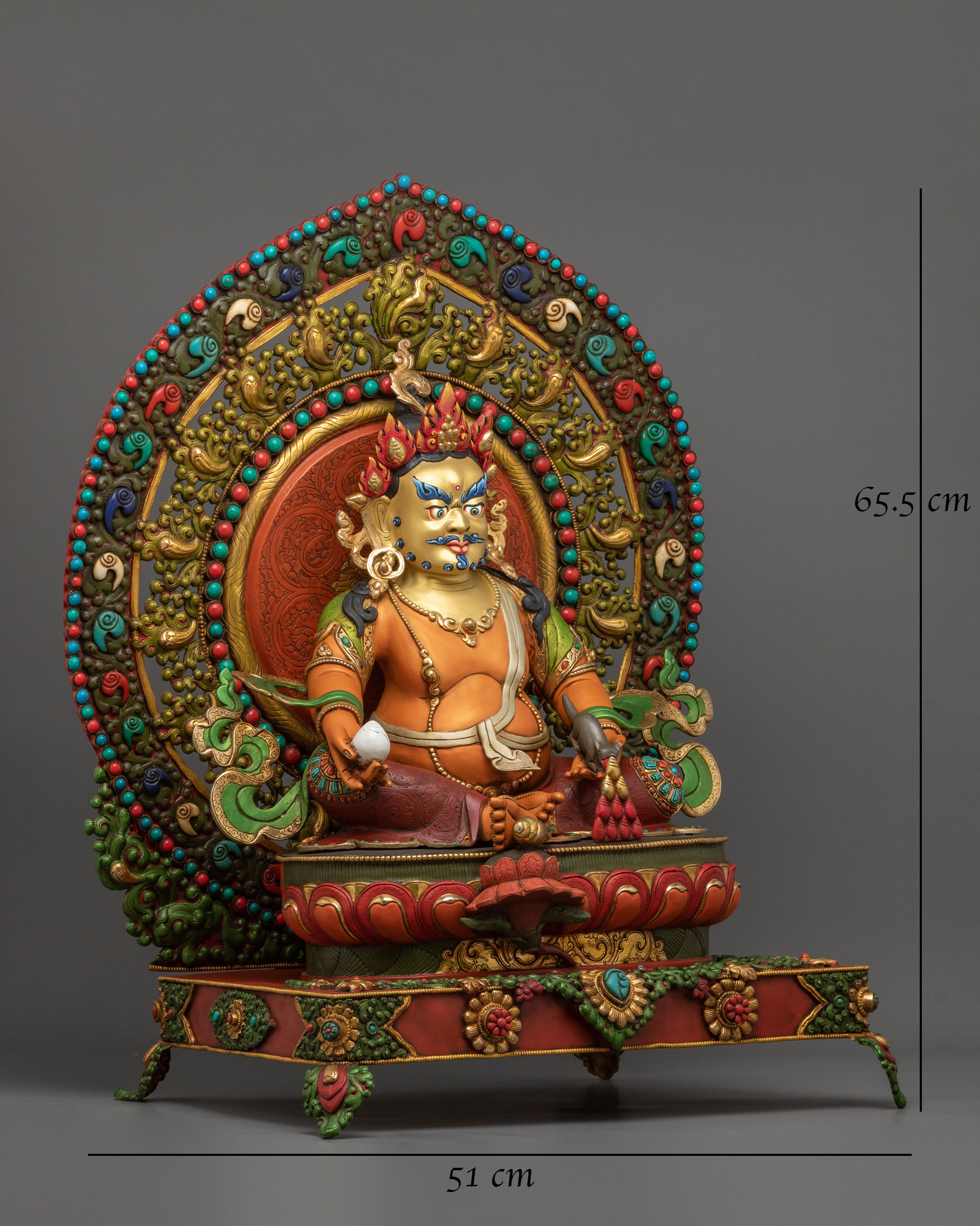 Majestic Dzambhala Statue on Throne | Made in Nepal