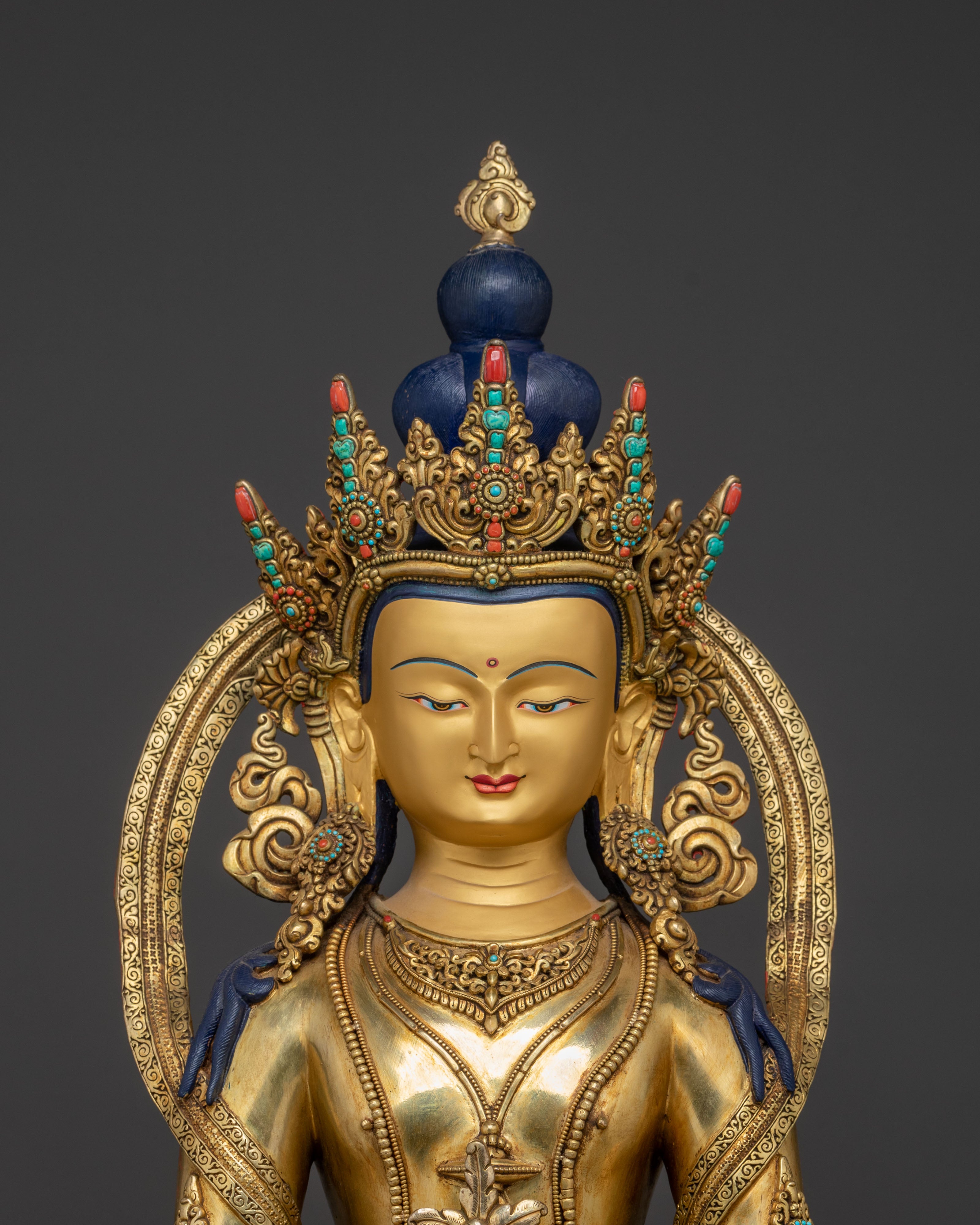 Amitayus Buddha Statue: 24K Gold Gilded | Symbol of Longevity