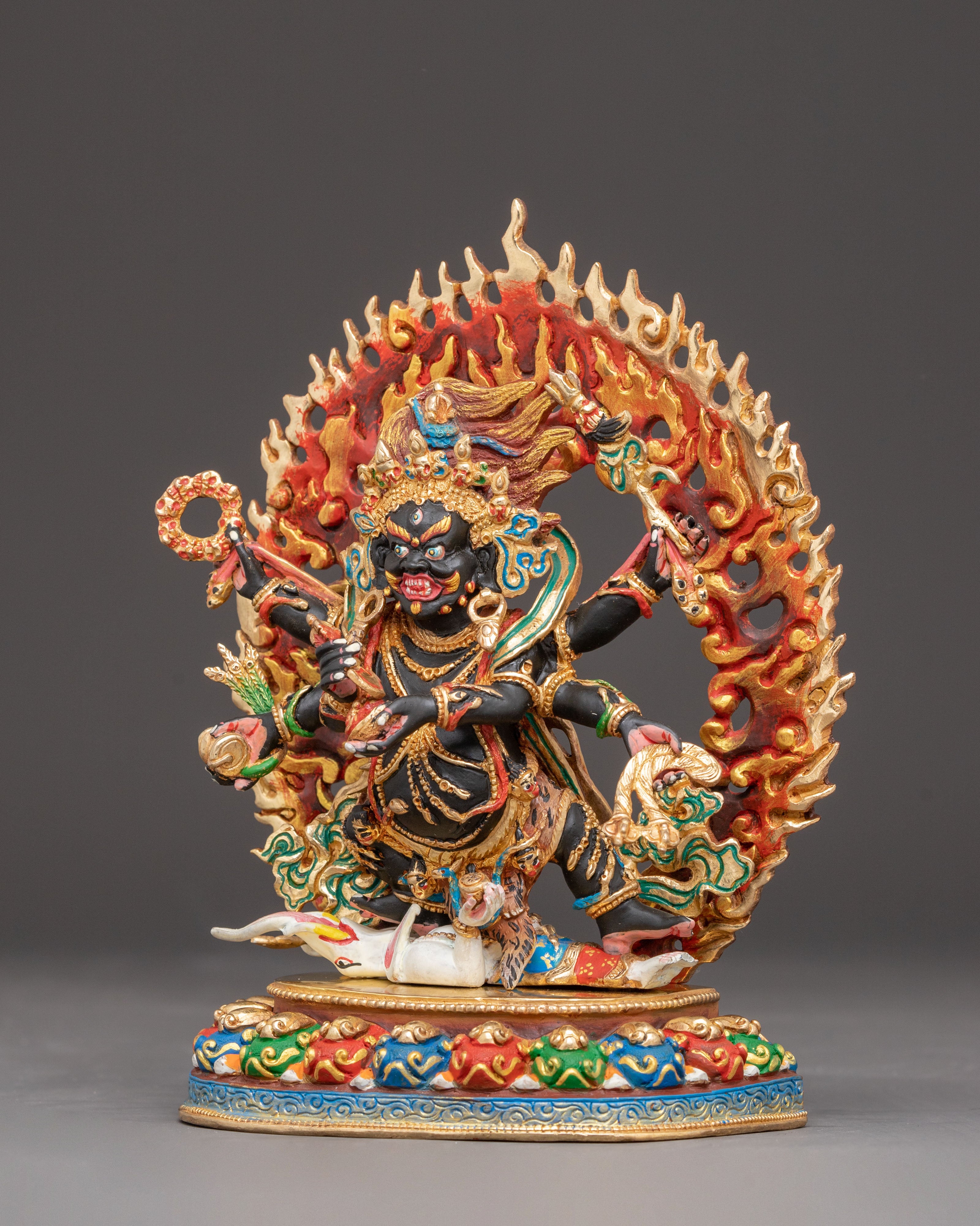 Copper Sculpture of Six-Armed Mahakala | Protector Deity of Buddhism
