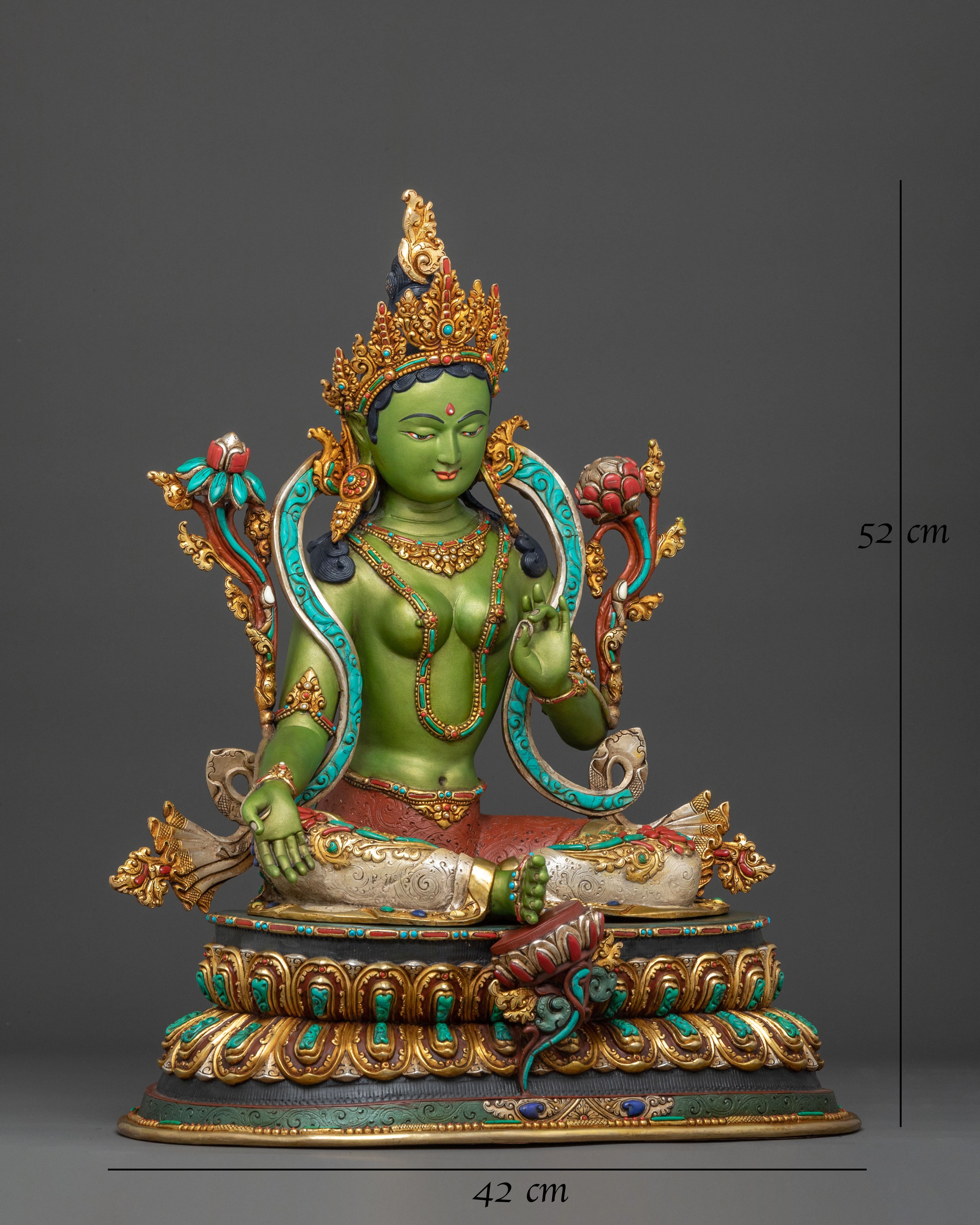 Green Tara Compassion Figure | 24K Gold Gilded Statue