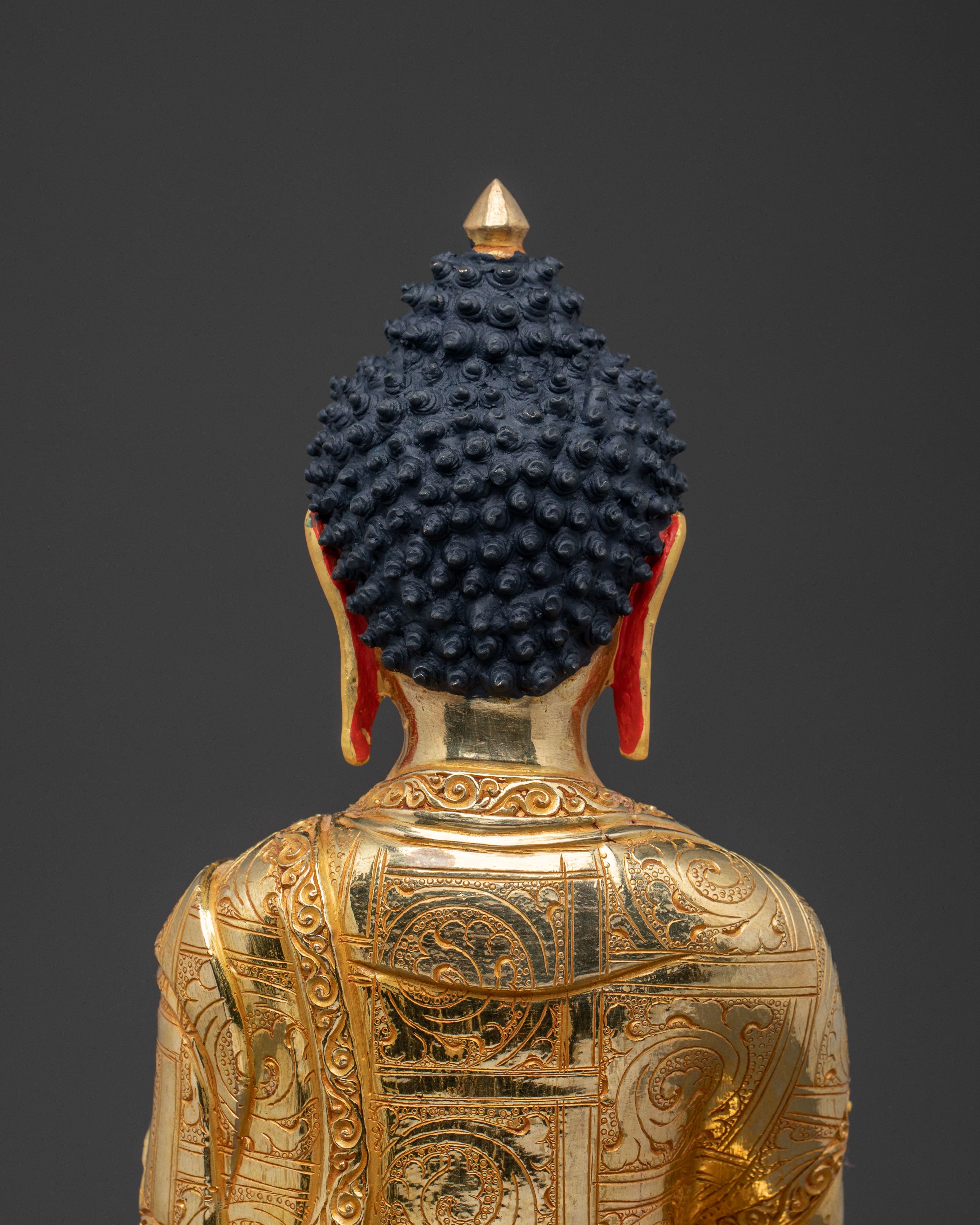 Serene 24K Gold Gilded Meditation Buddha Shakyamuni Sculpture