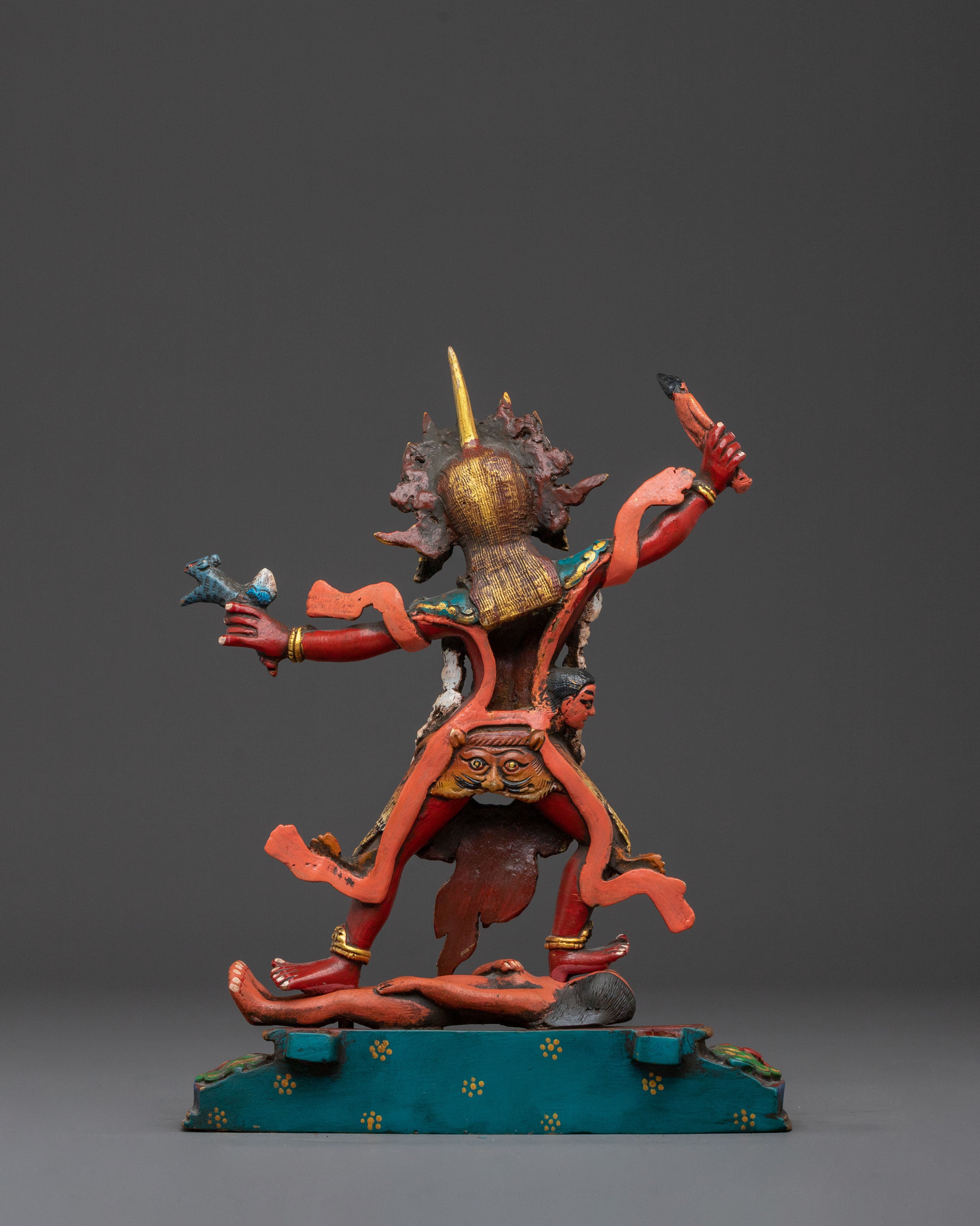 Ekajati Statue: Gold & Acrylic Painted Devotional Figurine