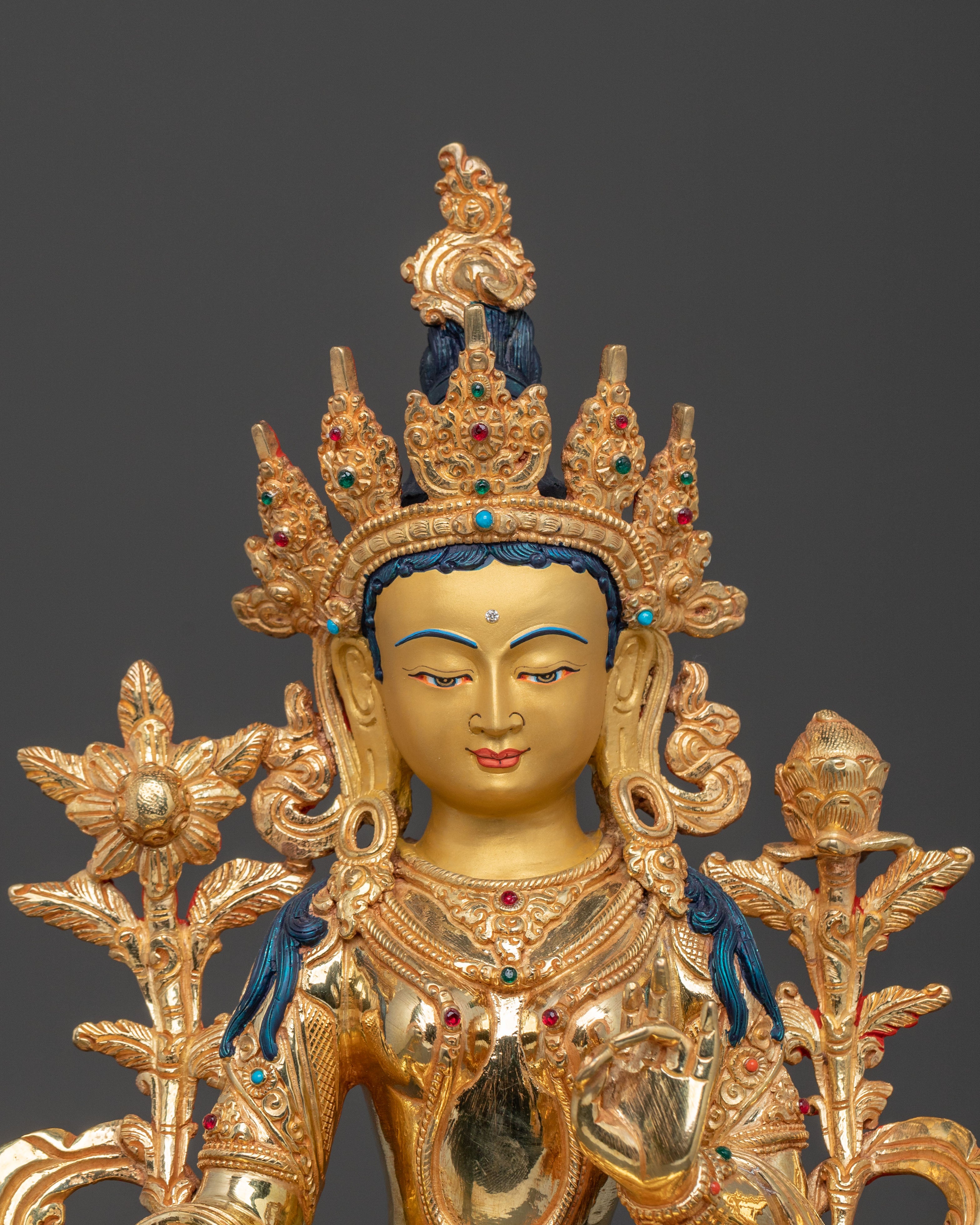 Green Tara Golden Statue of Swift Protection