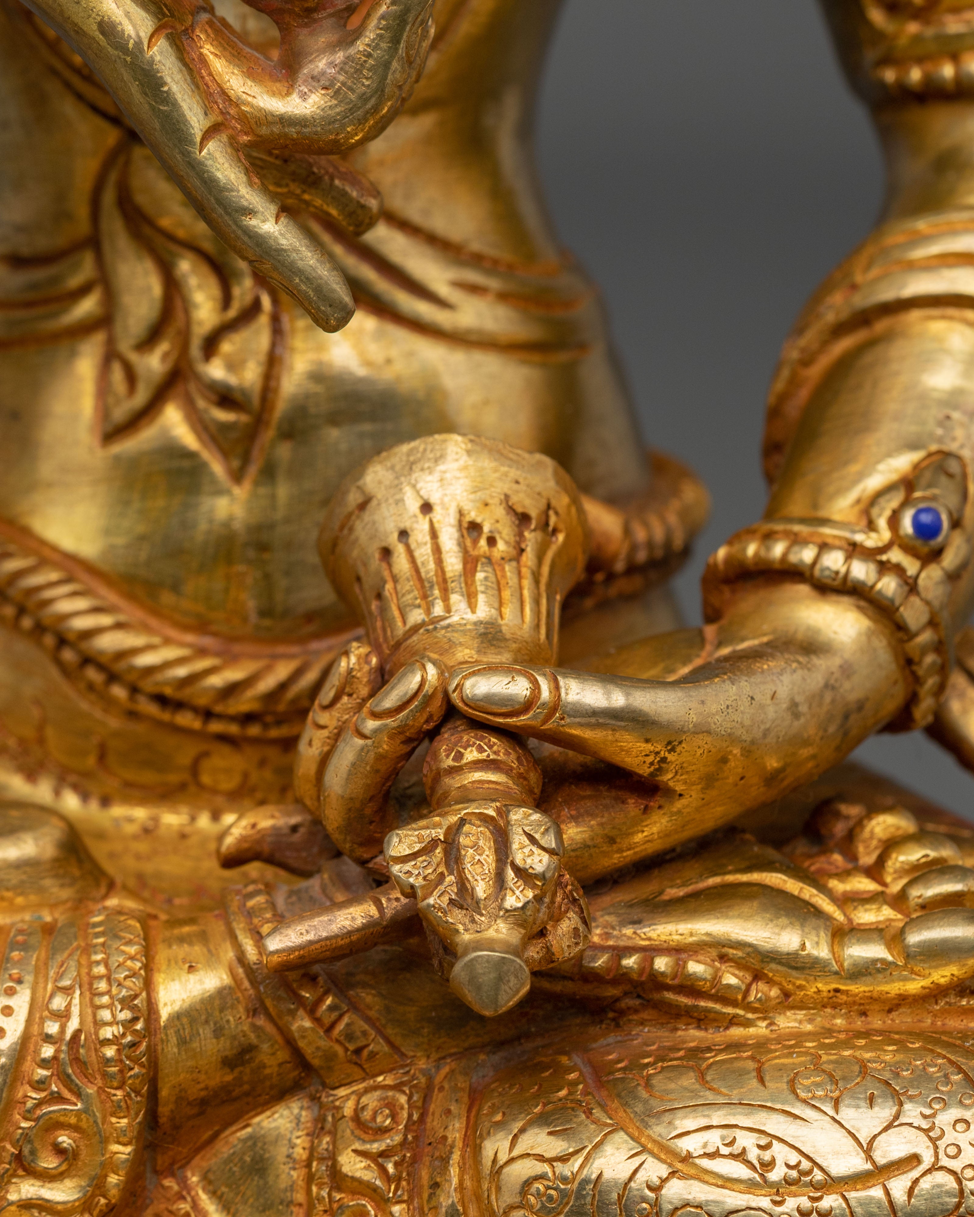 Vajrasattva Golden Statue Adorned with Gemstones