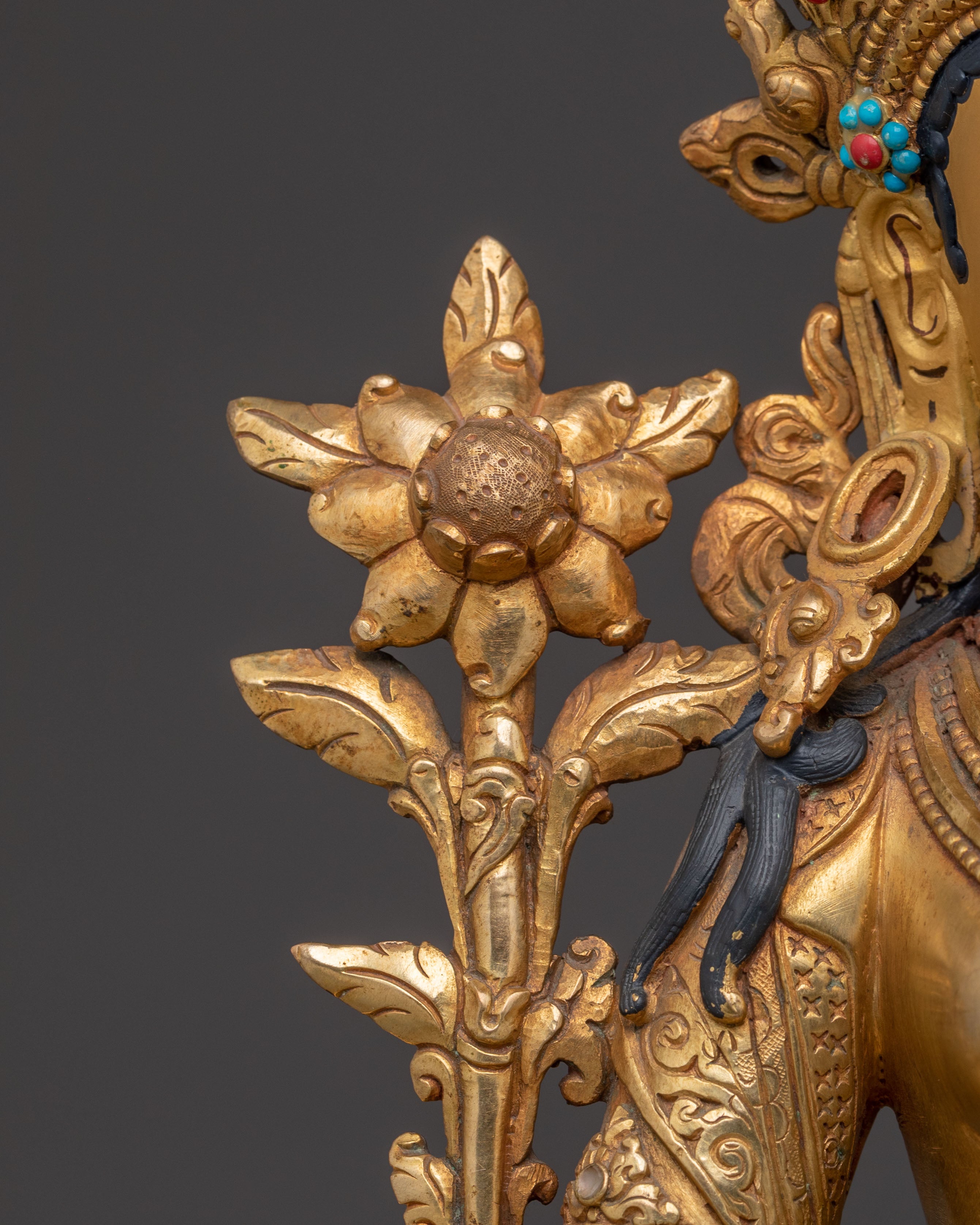 Golden Green Tara Peace Statue | Spiritual Home Decor