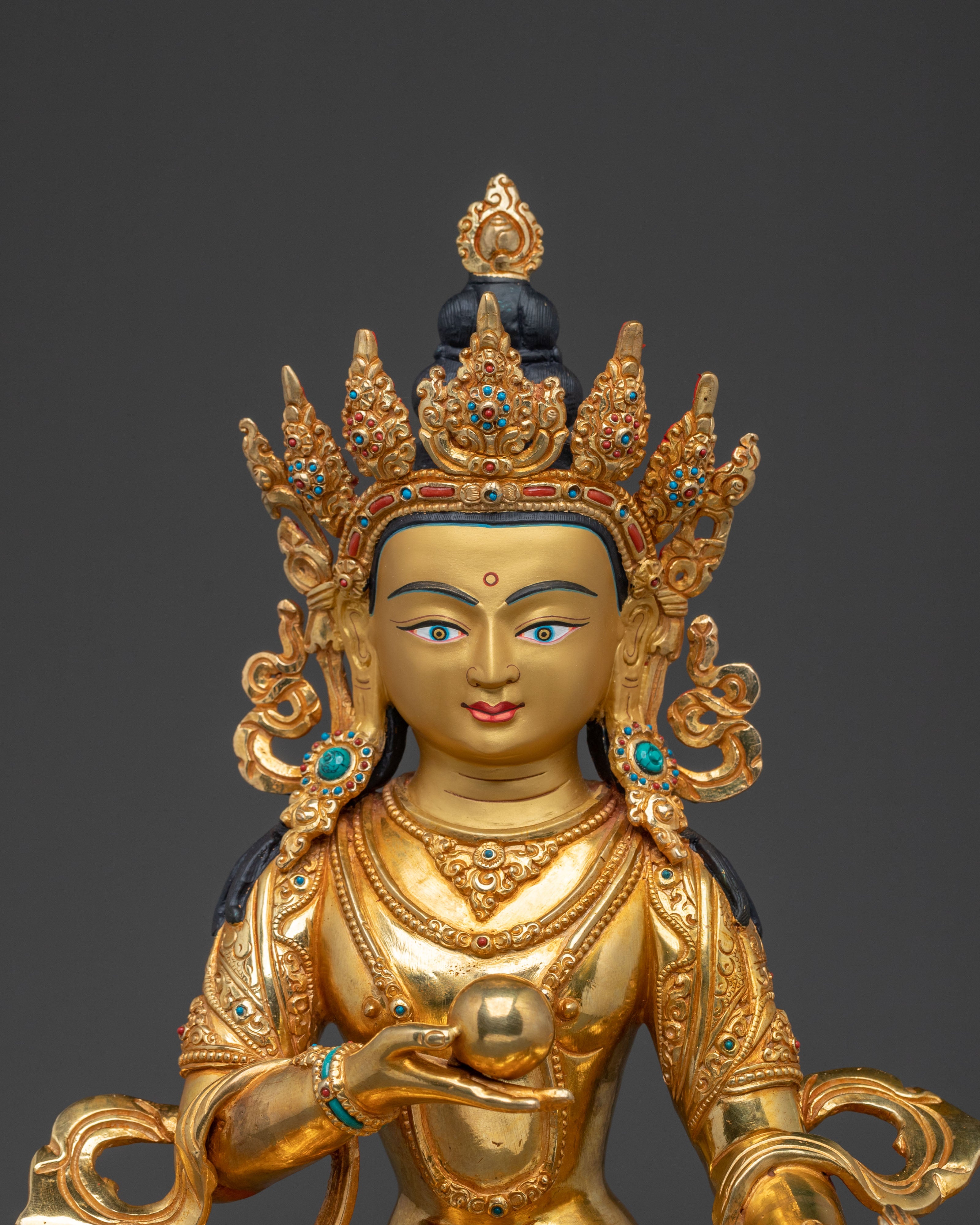 Kshitigarbha Statue | 24K Gold Gilded Buddhist Sculpture