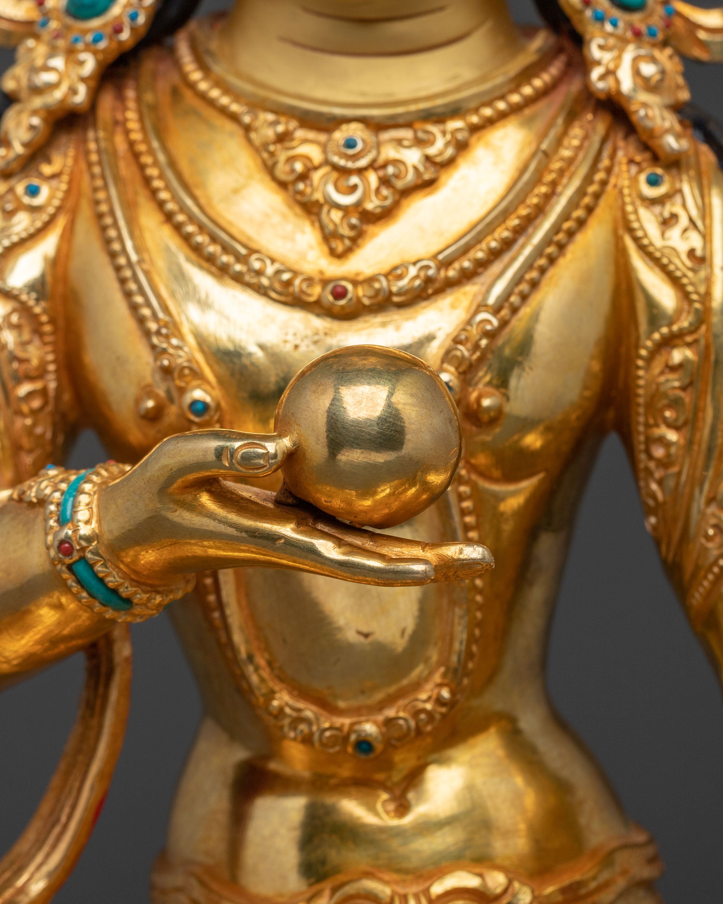 Kshitigarbha Statue | 24K Gold Gilded Buddhist Sculpture