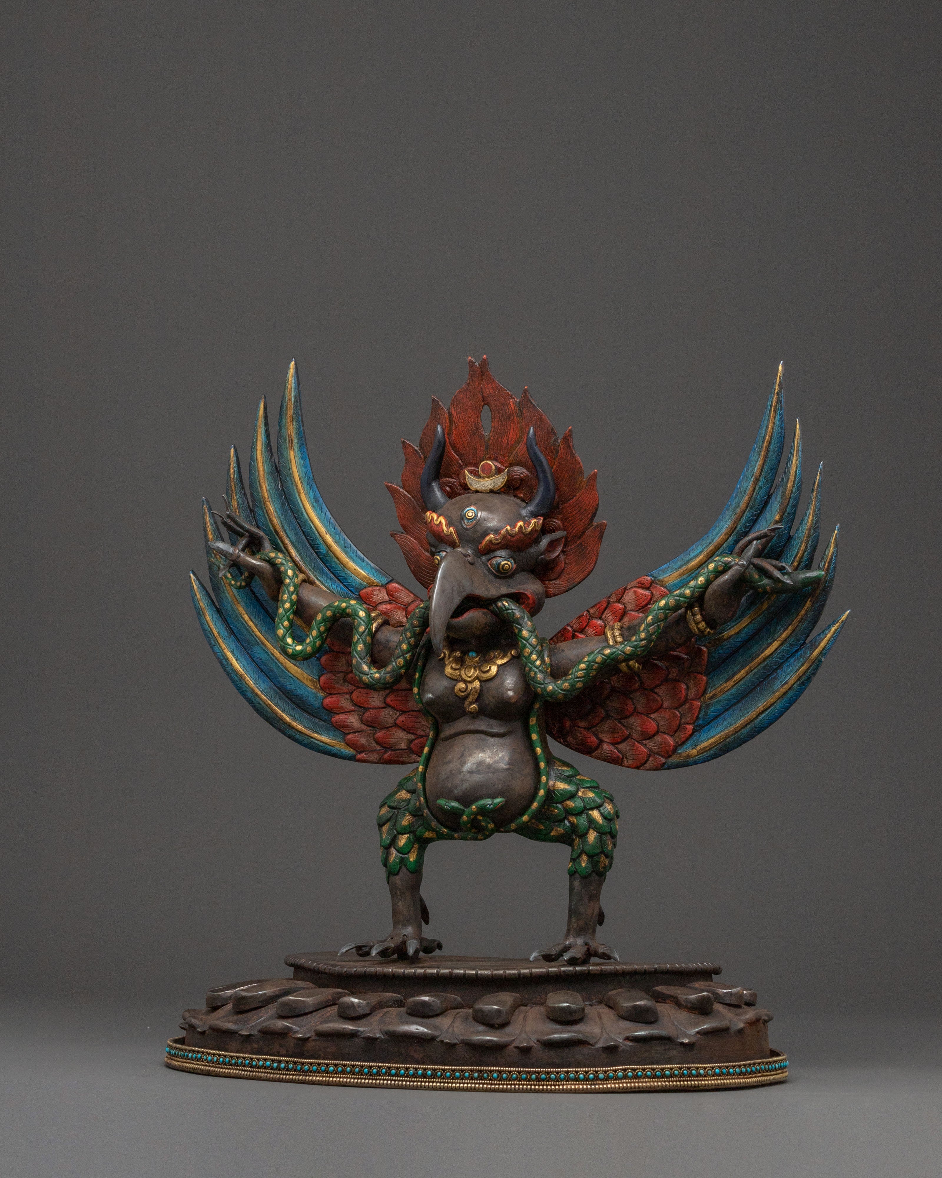 Garuda Fierce Protector Statue – Oxidized Copper Art