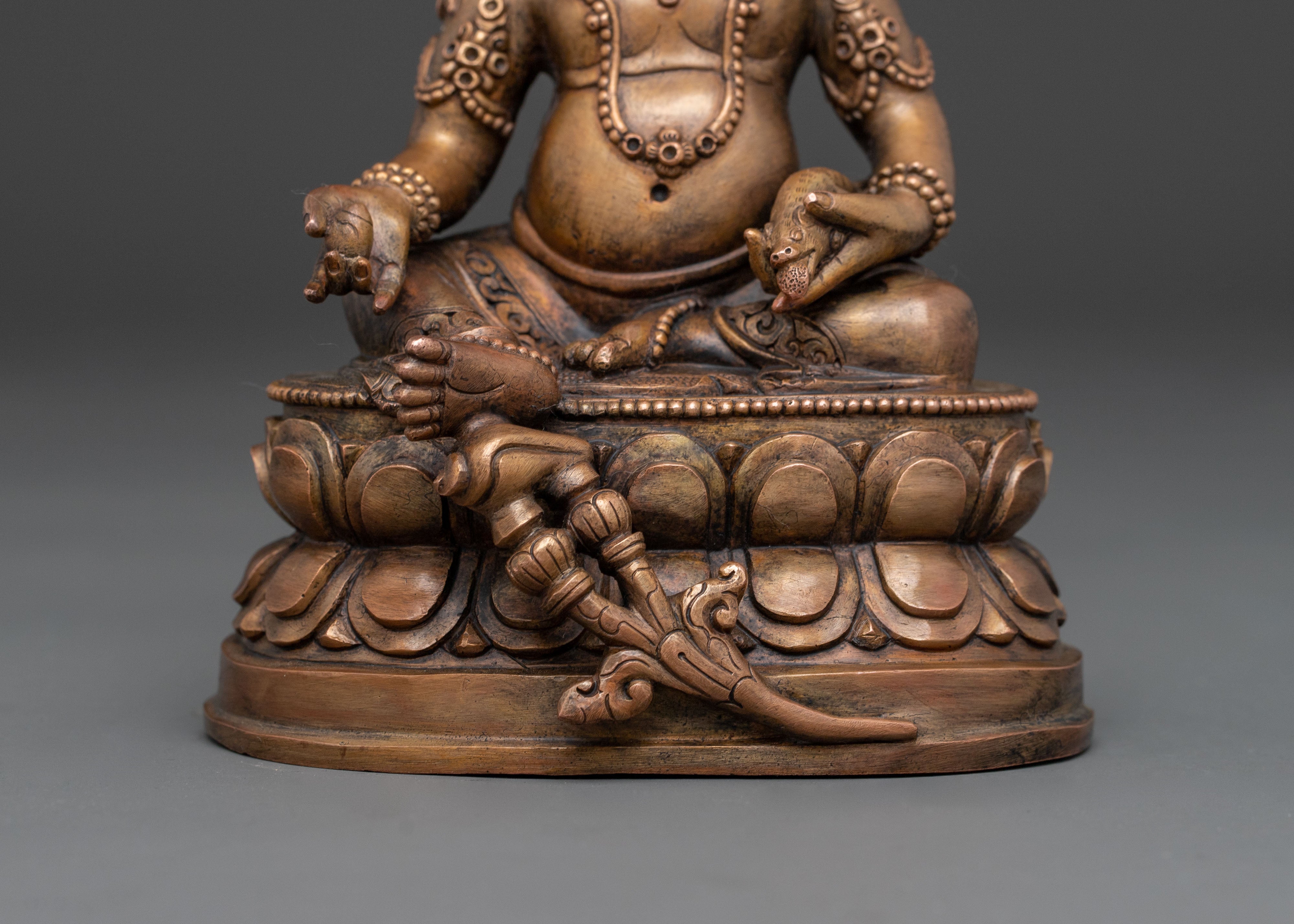 Traditional Buddhist Deity Dzambhala Copper Statue | Guardian of Wealth