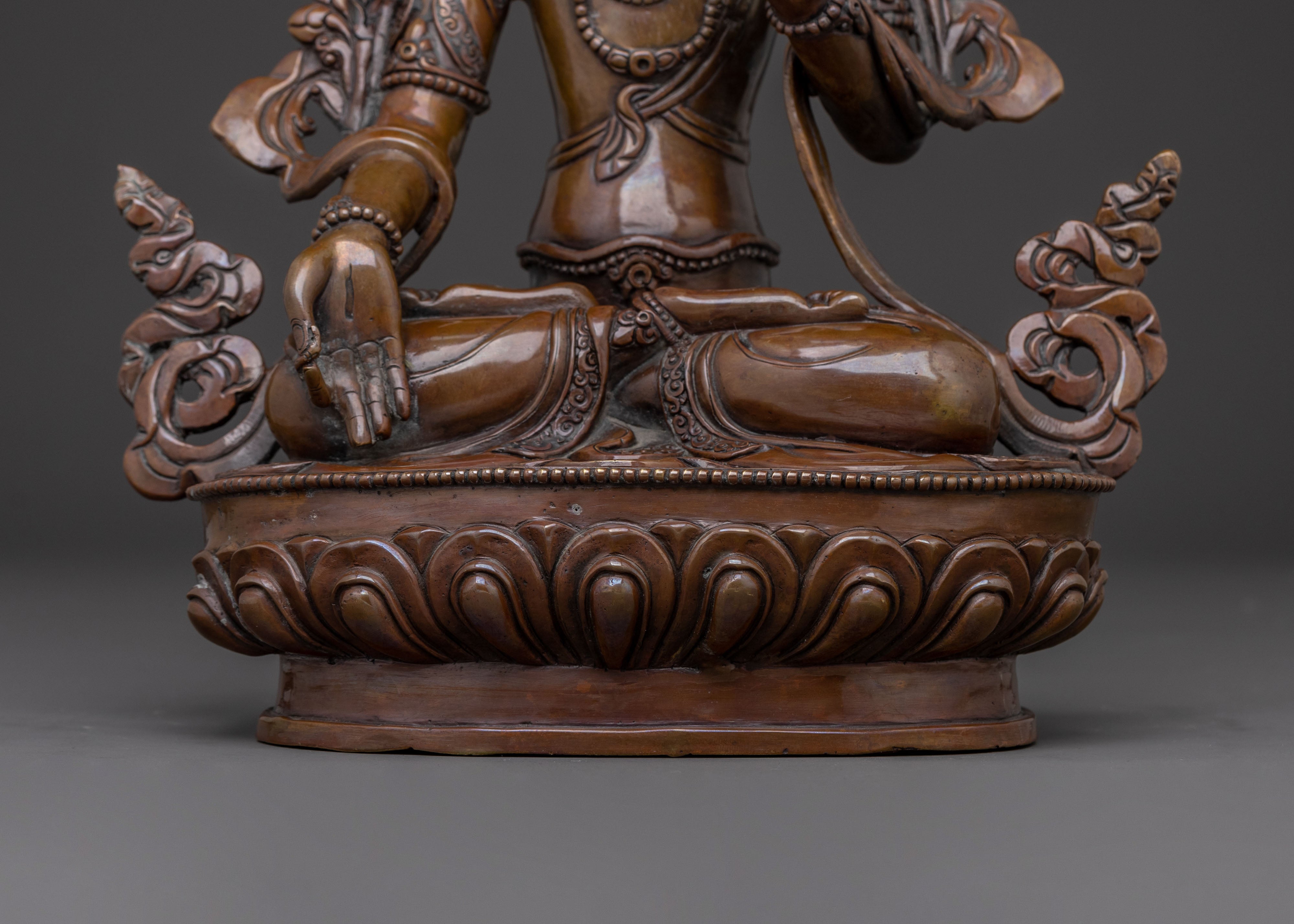 White Tara Oxidized Copper Statue | Spiritual Icon