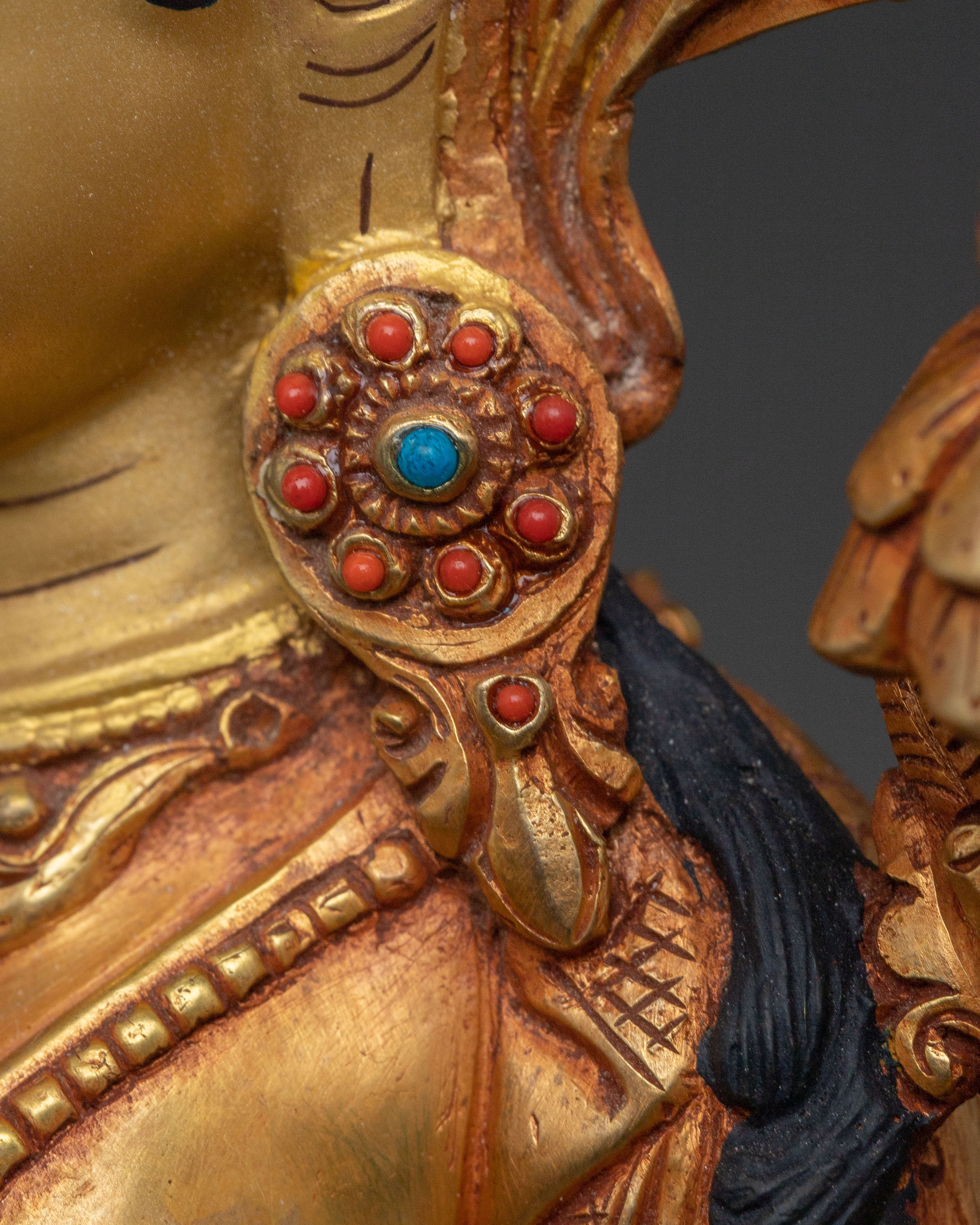 White Tara Copper Handcrafted Statue | Serene Gilded Art