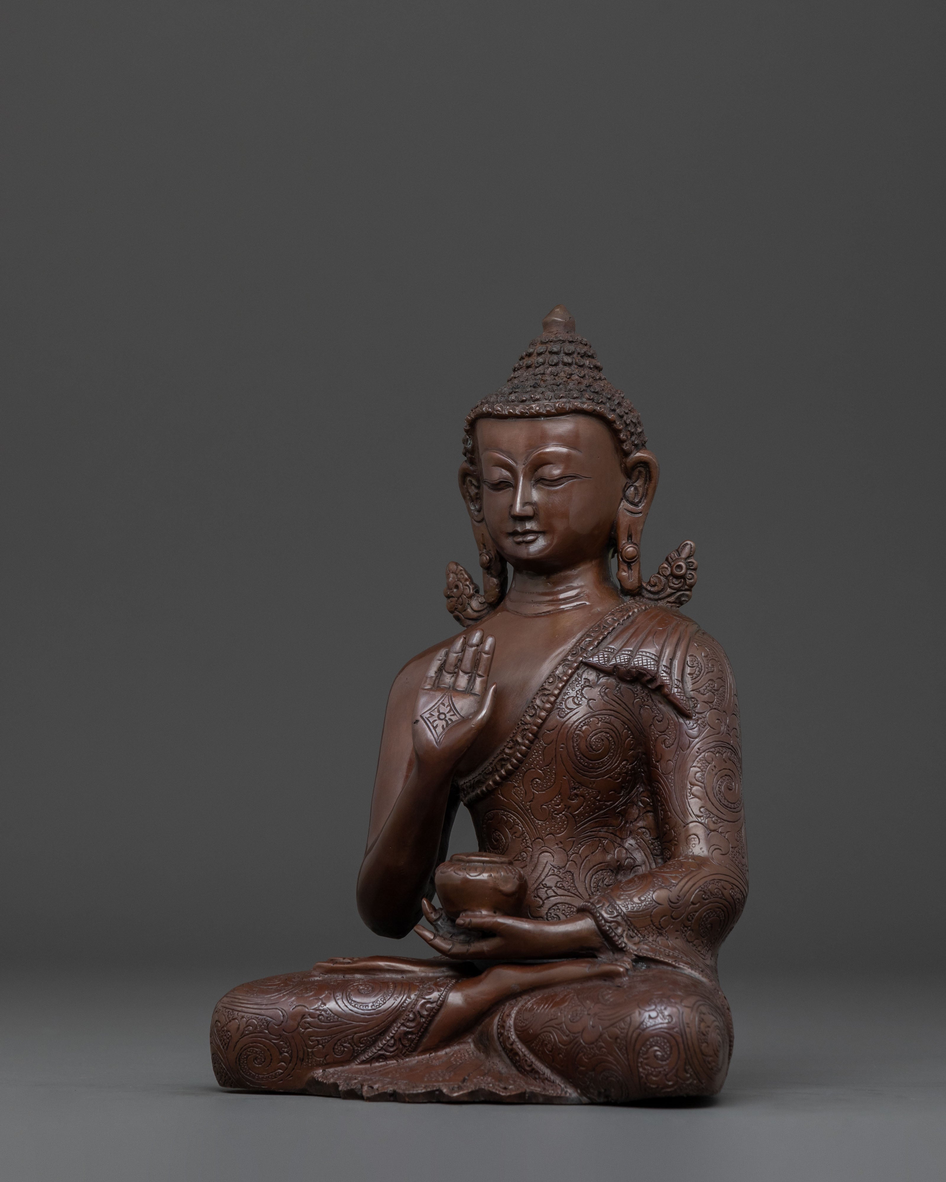 Amogasiddhi Divine Statue with Oxidized Copper Body