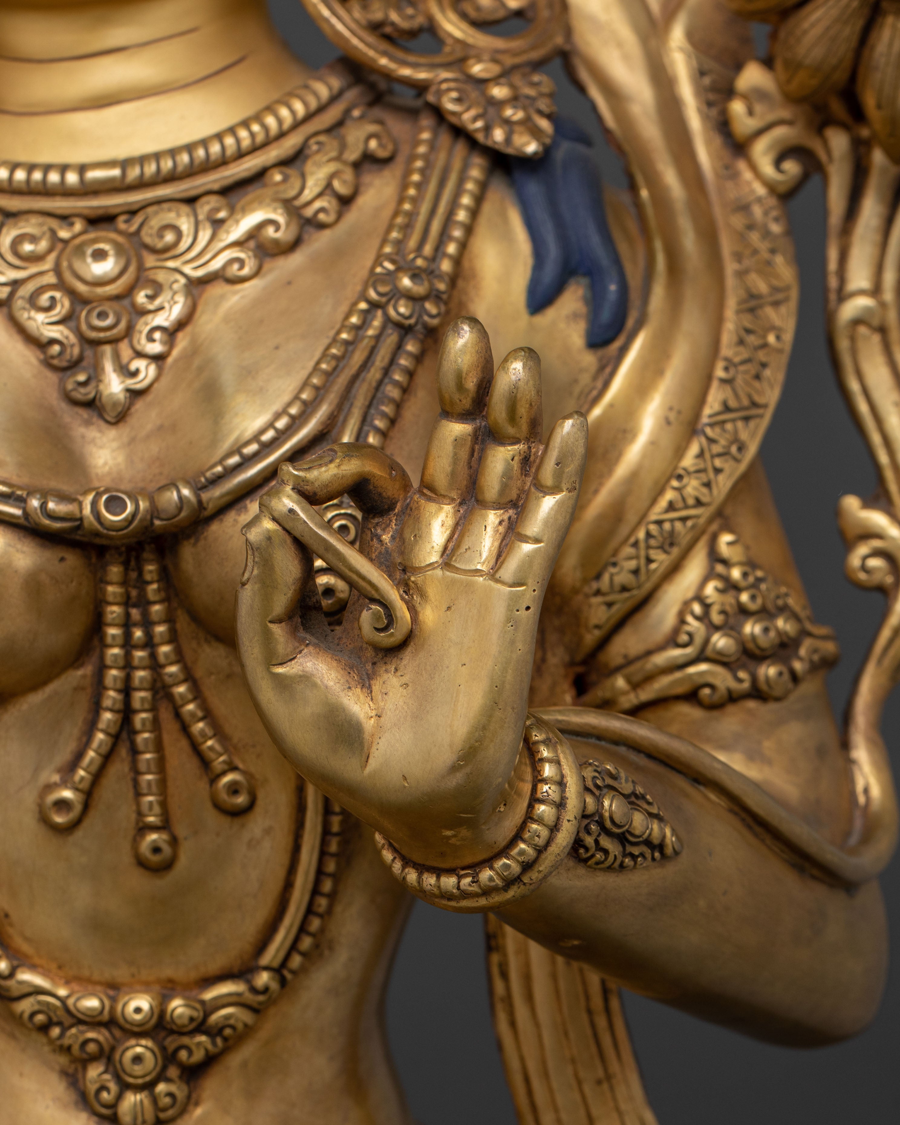 Standing Tara Sacred Statue: 24K Gold Gilded