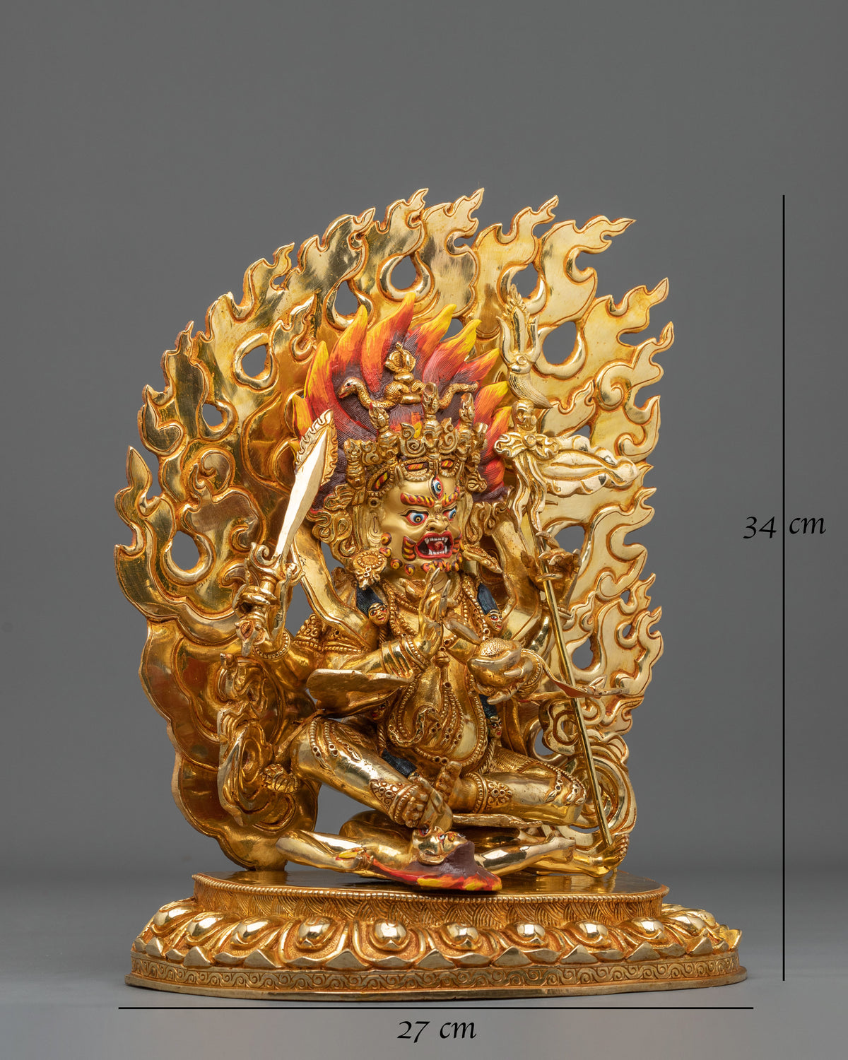 Four Armed Mahakala Statue | 34cm Copper Sculpture