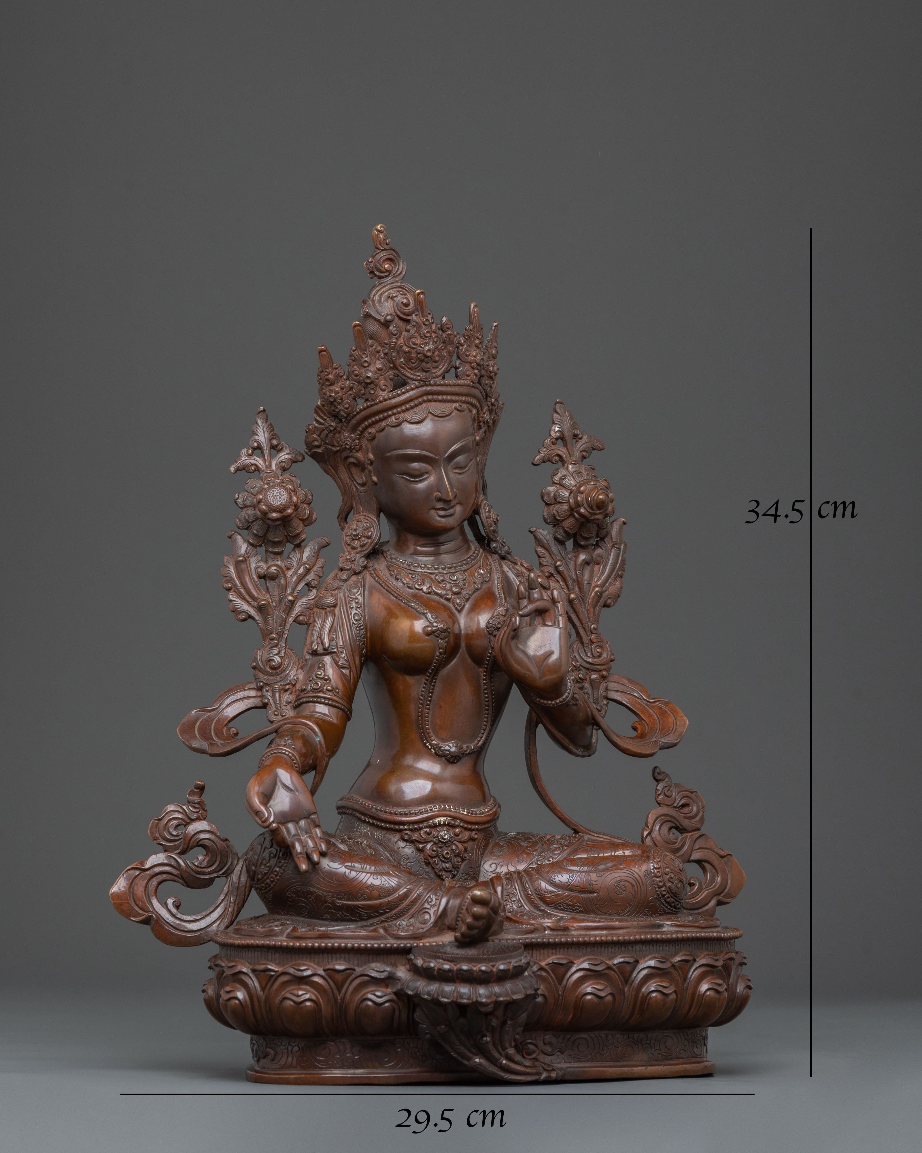 Green Tara: Oxidized Copper Meditation Statue