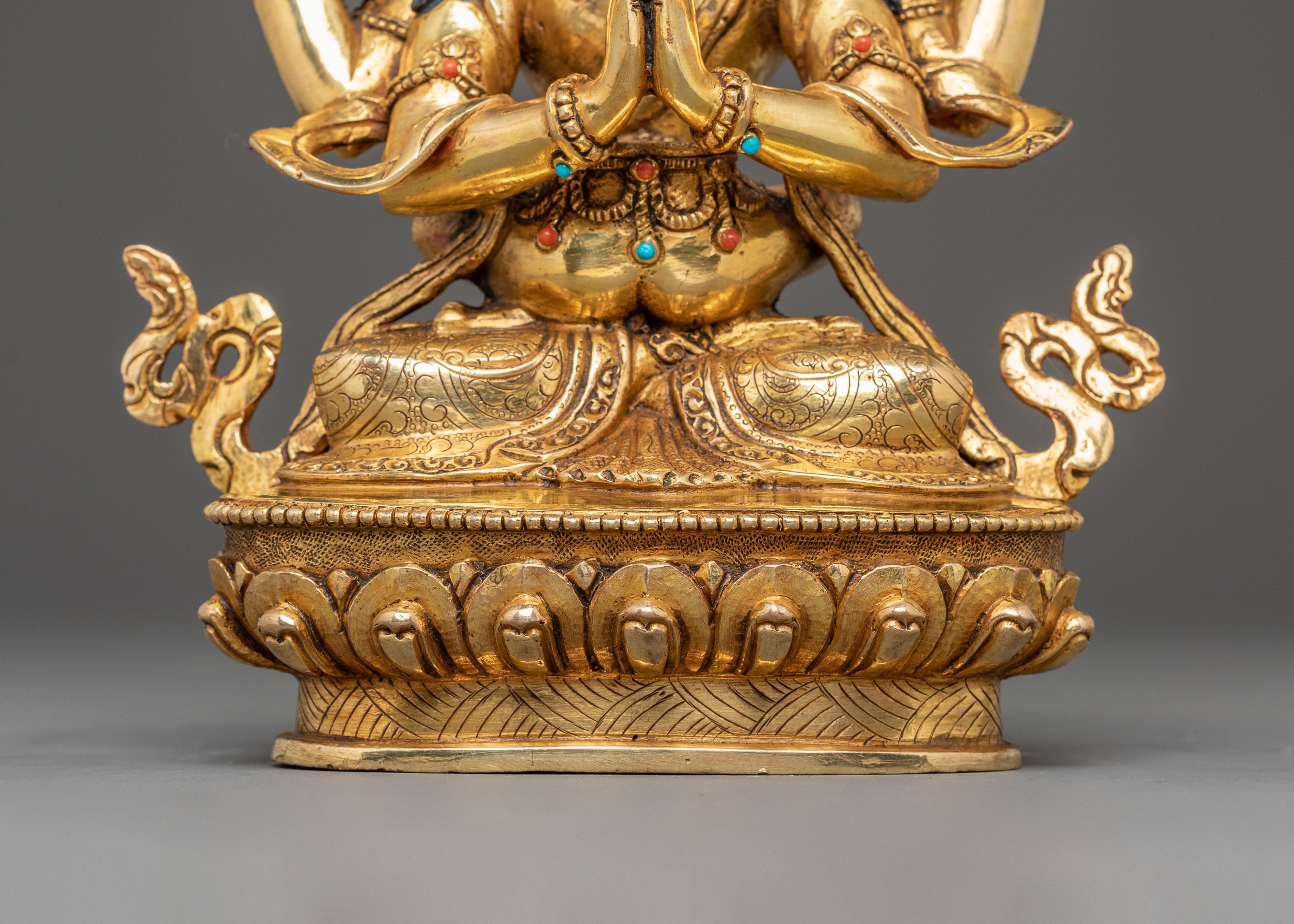 Handmade Avalokiteshvara Golden Statue | Bodhisattva of Compassion