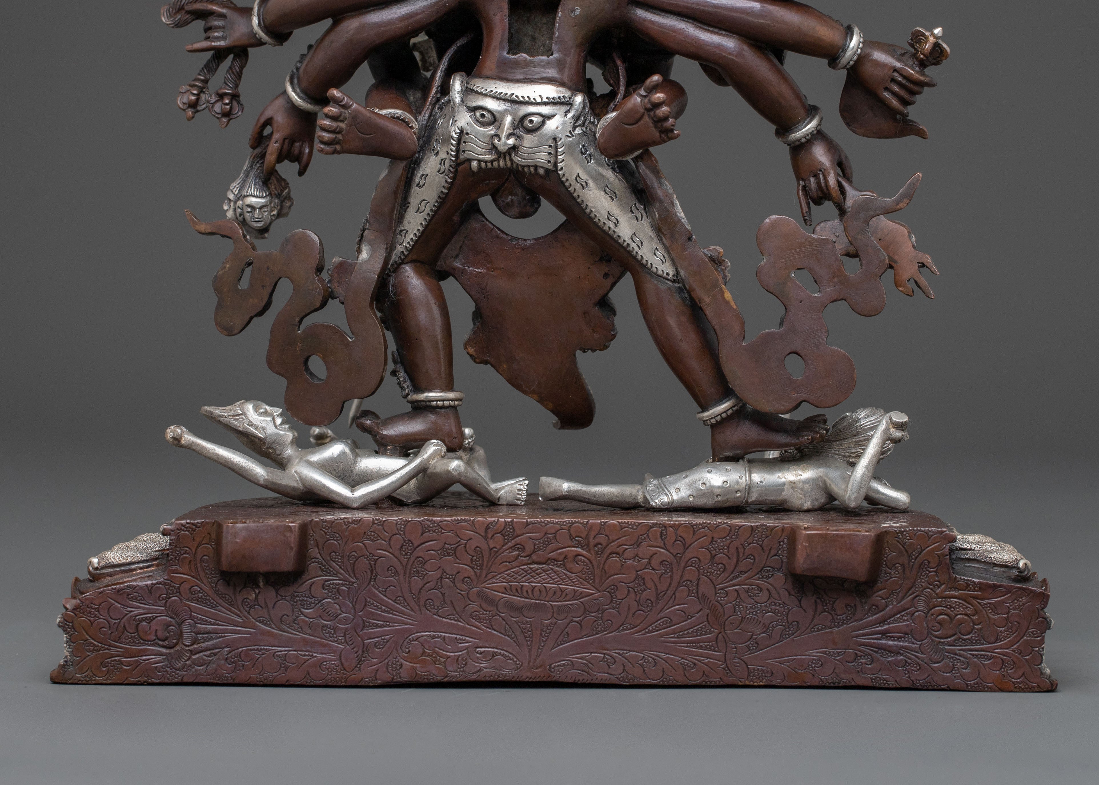 Chakrasamvara: Oxidized Copper Statue with Silver Plating