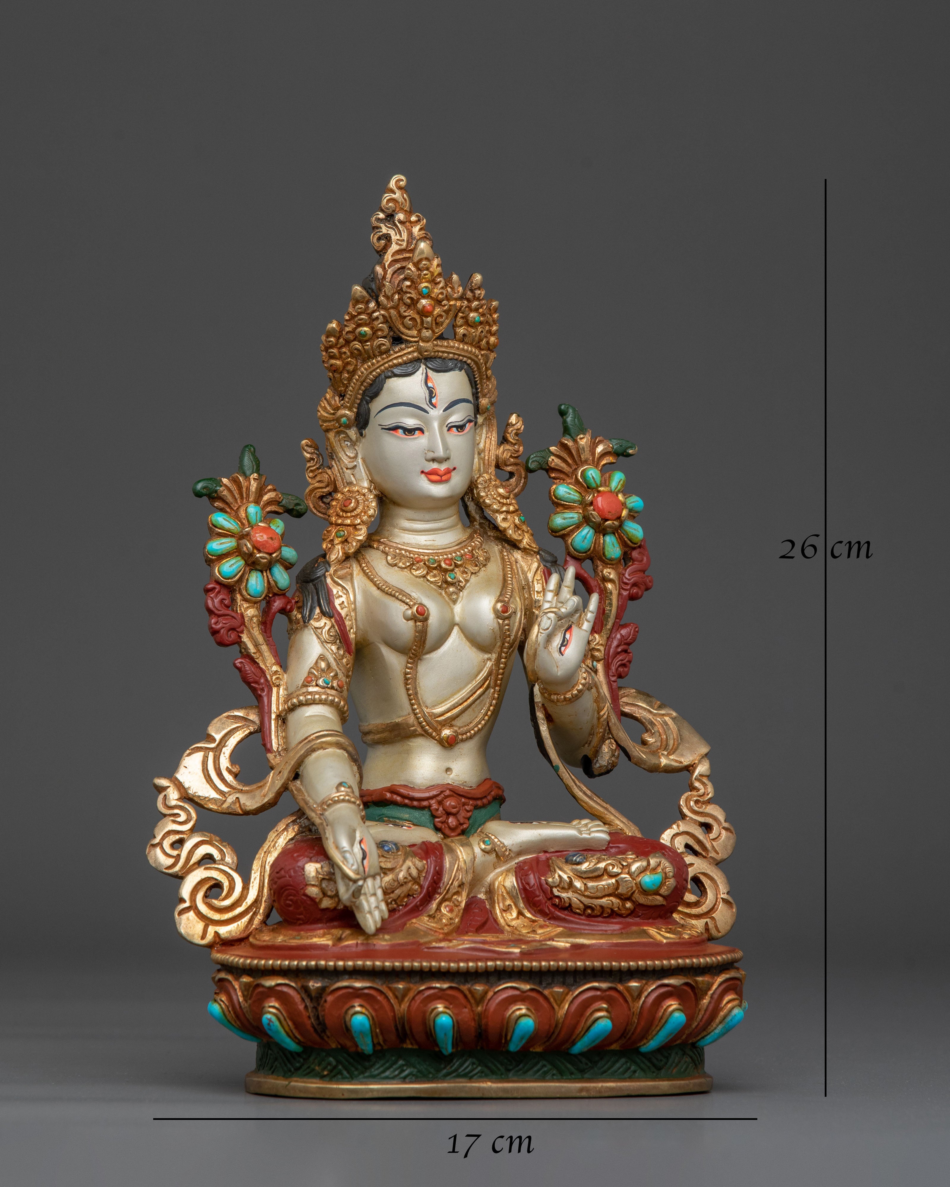 Traditional Tibetan White Tara Statue | Spiritual Home & Shrine Decor