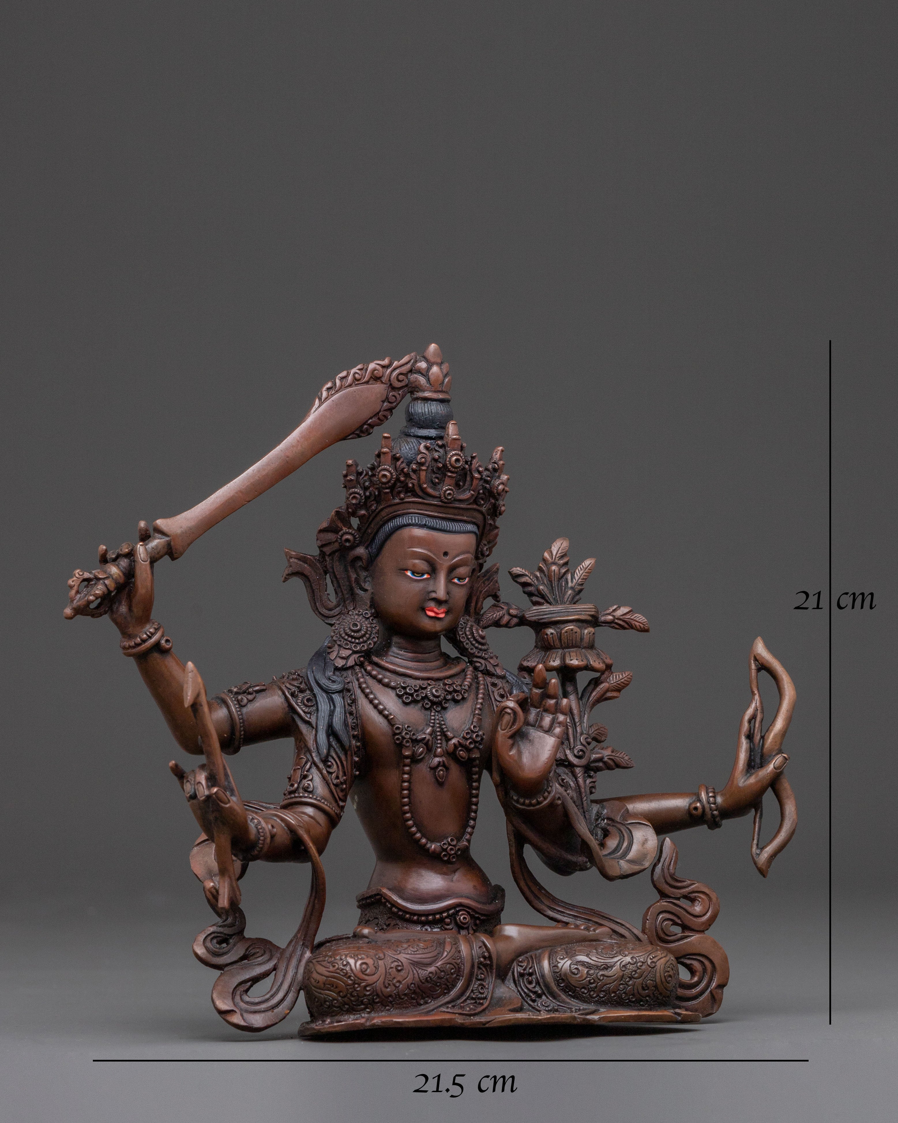 Maha Manjushri Statue – Oxidized Copper Art