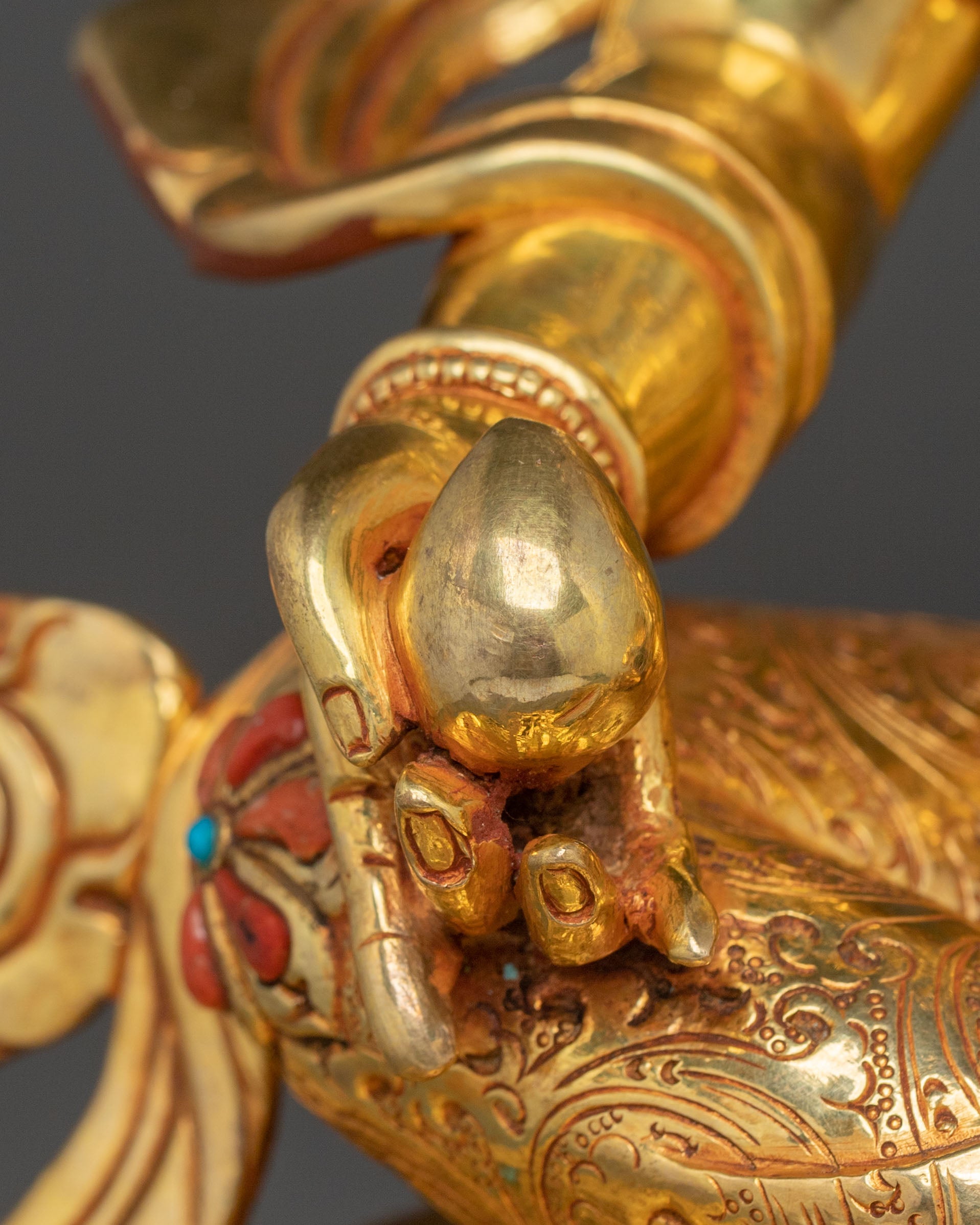 Dzambhala Statue on Throne | Sacred Tibetan Figurine