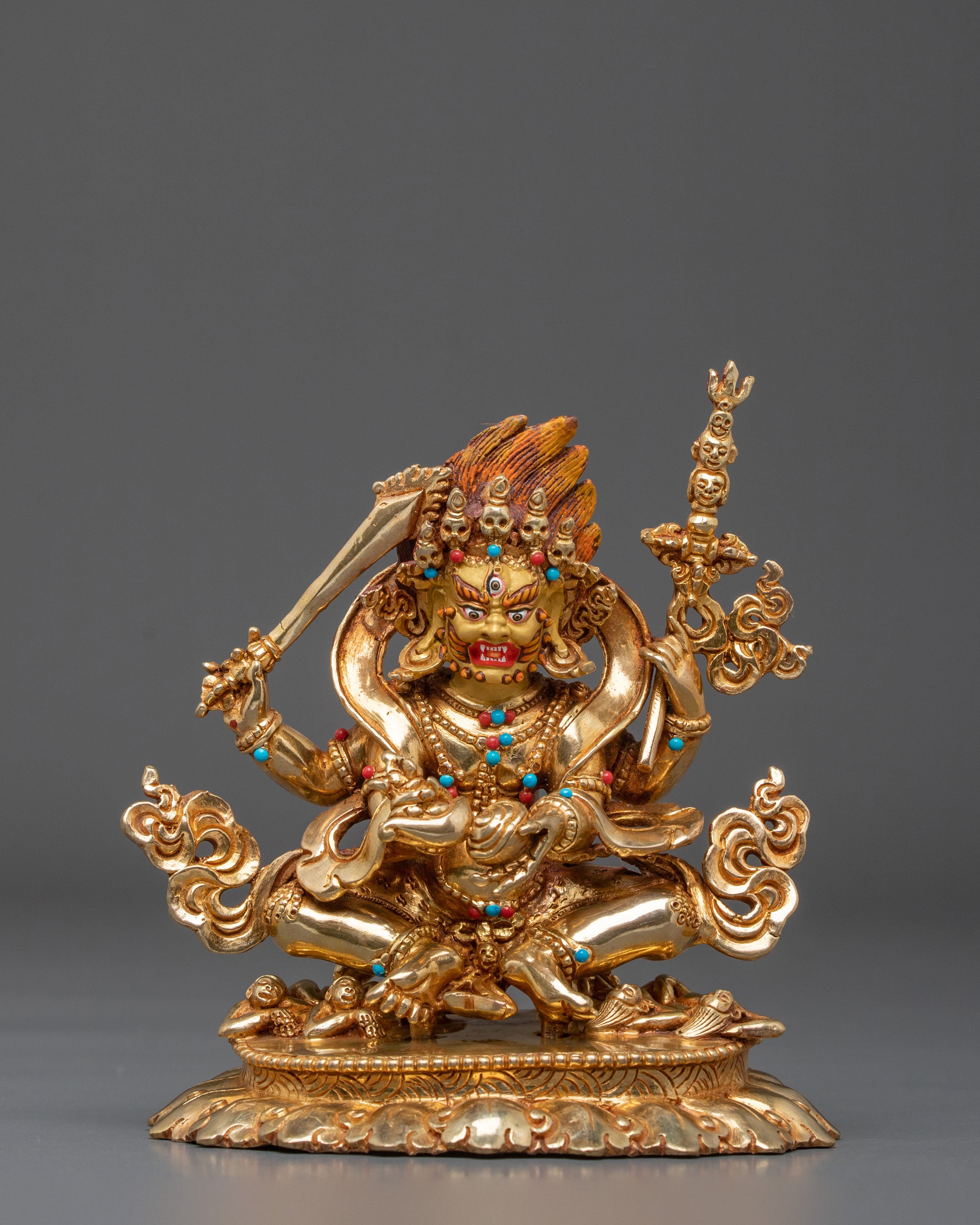 Four-Armed Mahakala Statue: Wrathful Protector of Dharma