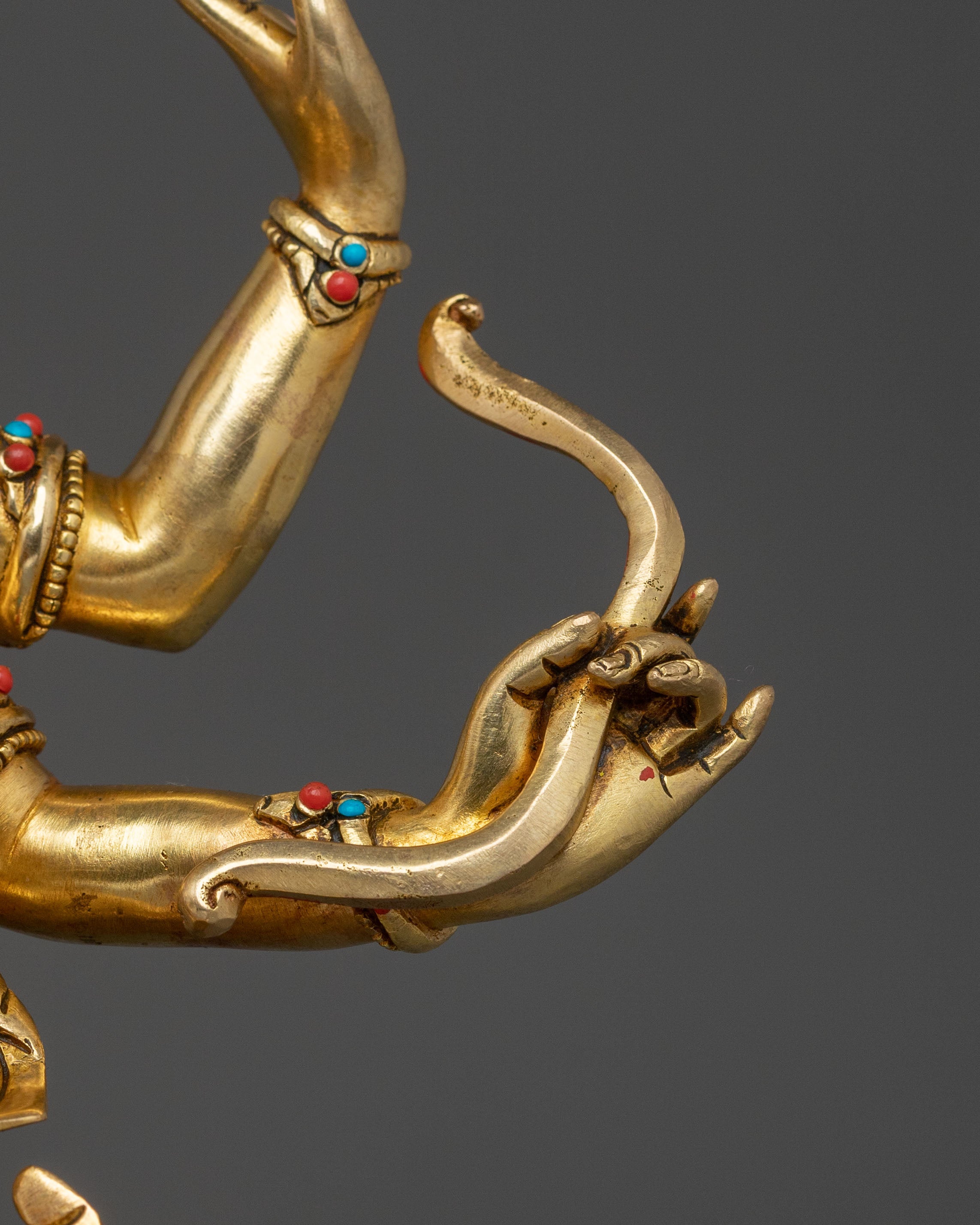 Namgyalma Fire Gold Gilded Statue | Buddhist Longevity Deity Sculpture