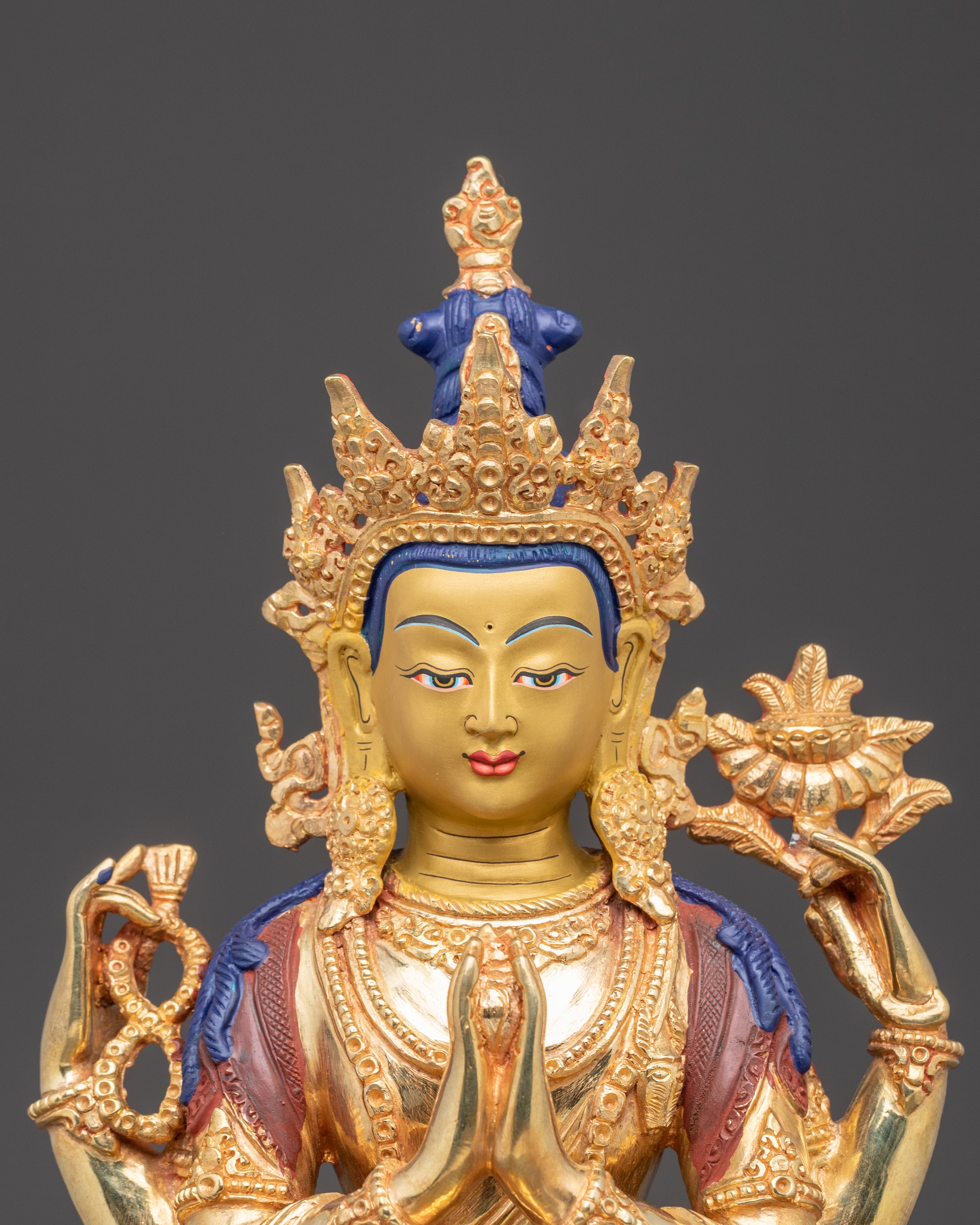 Handcrafted Nepalese Chenrezig Copper Statue | Symbol of Compassion