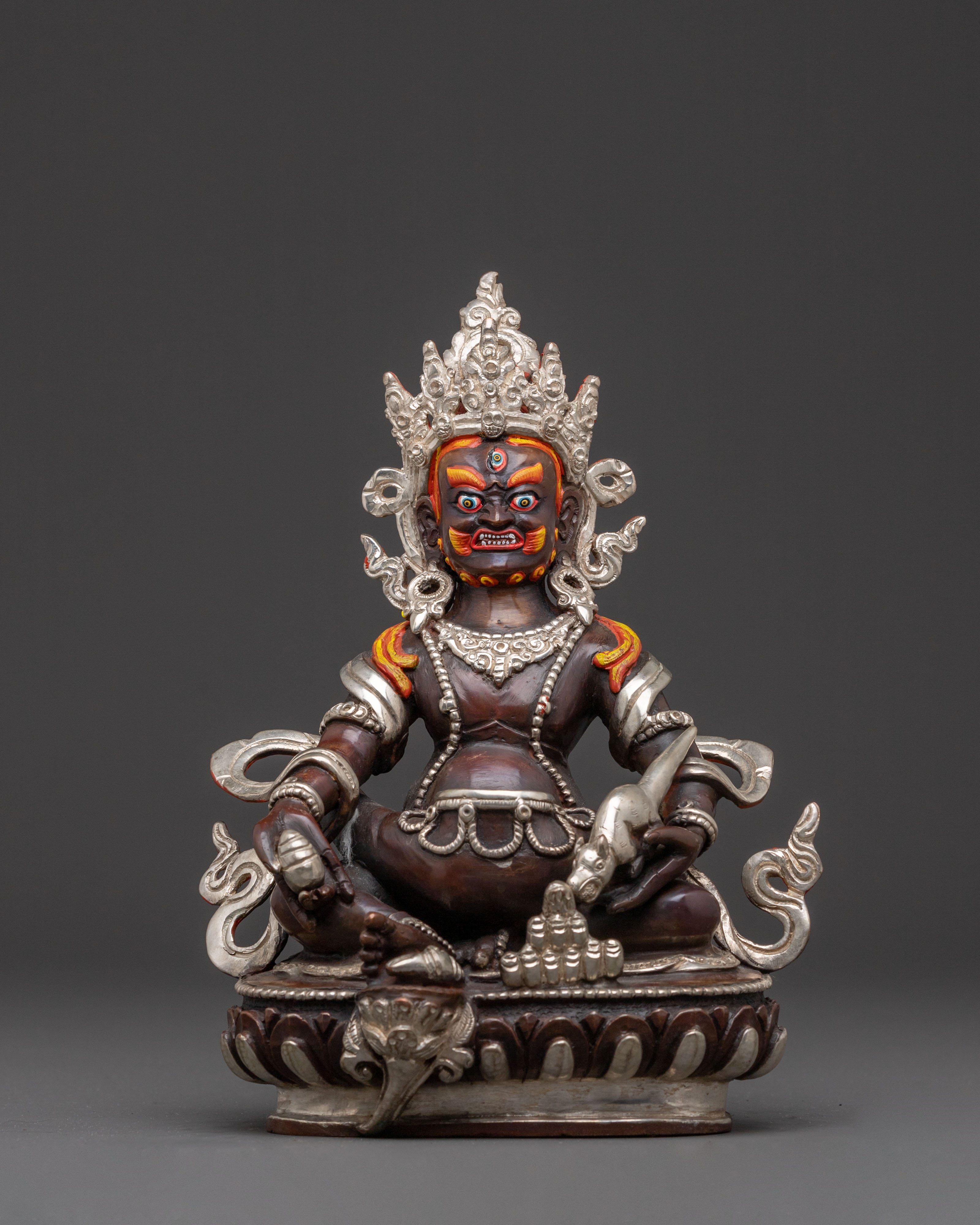 Green Dzambhala Statue: Oxidized Copper Abundance