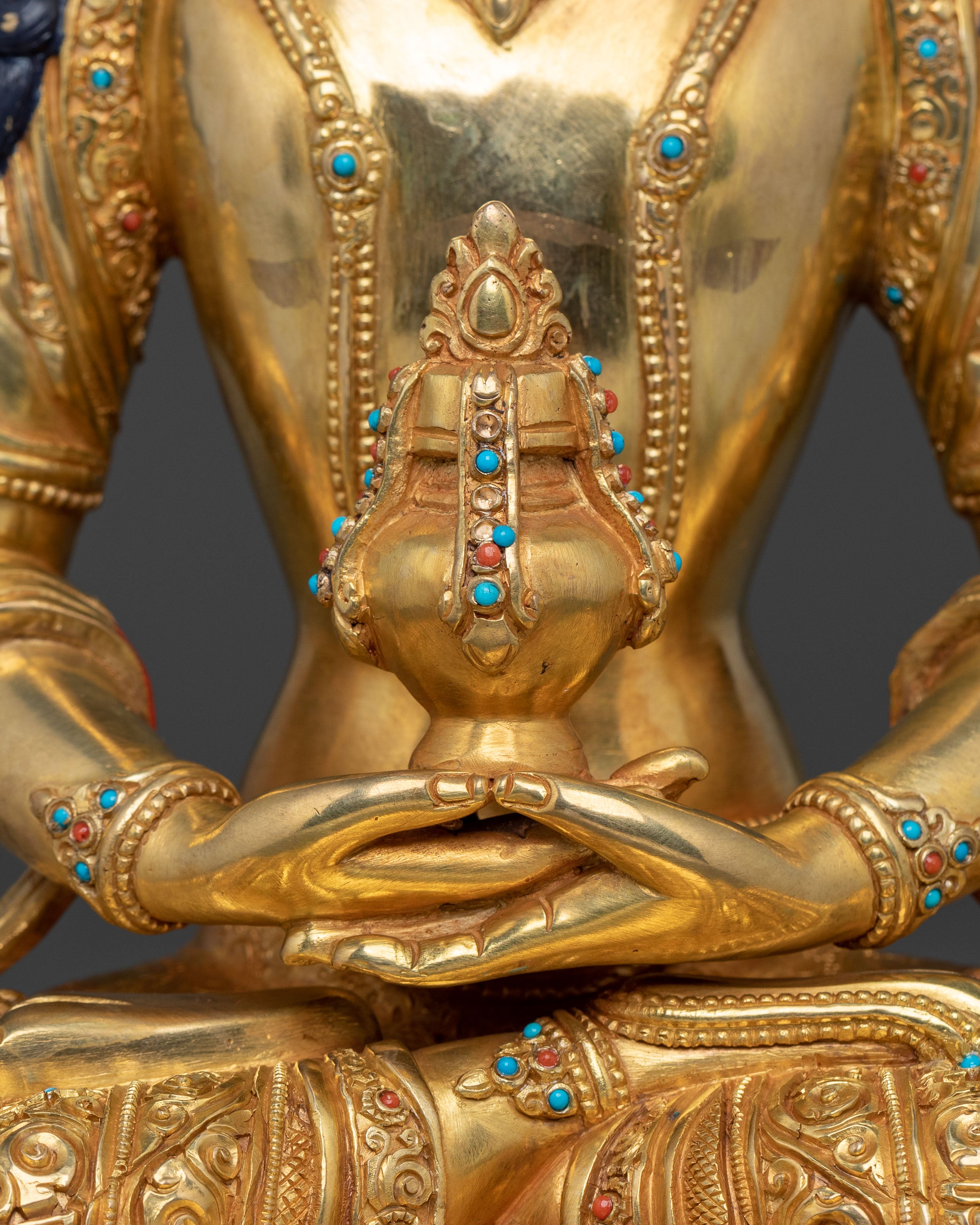 Amitayus Long Life Deity Sculpture | 24K Gold Gilded