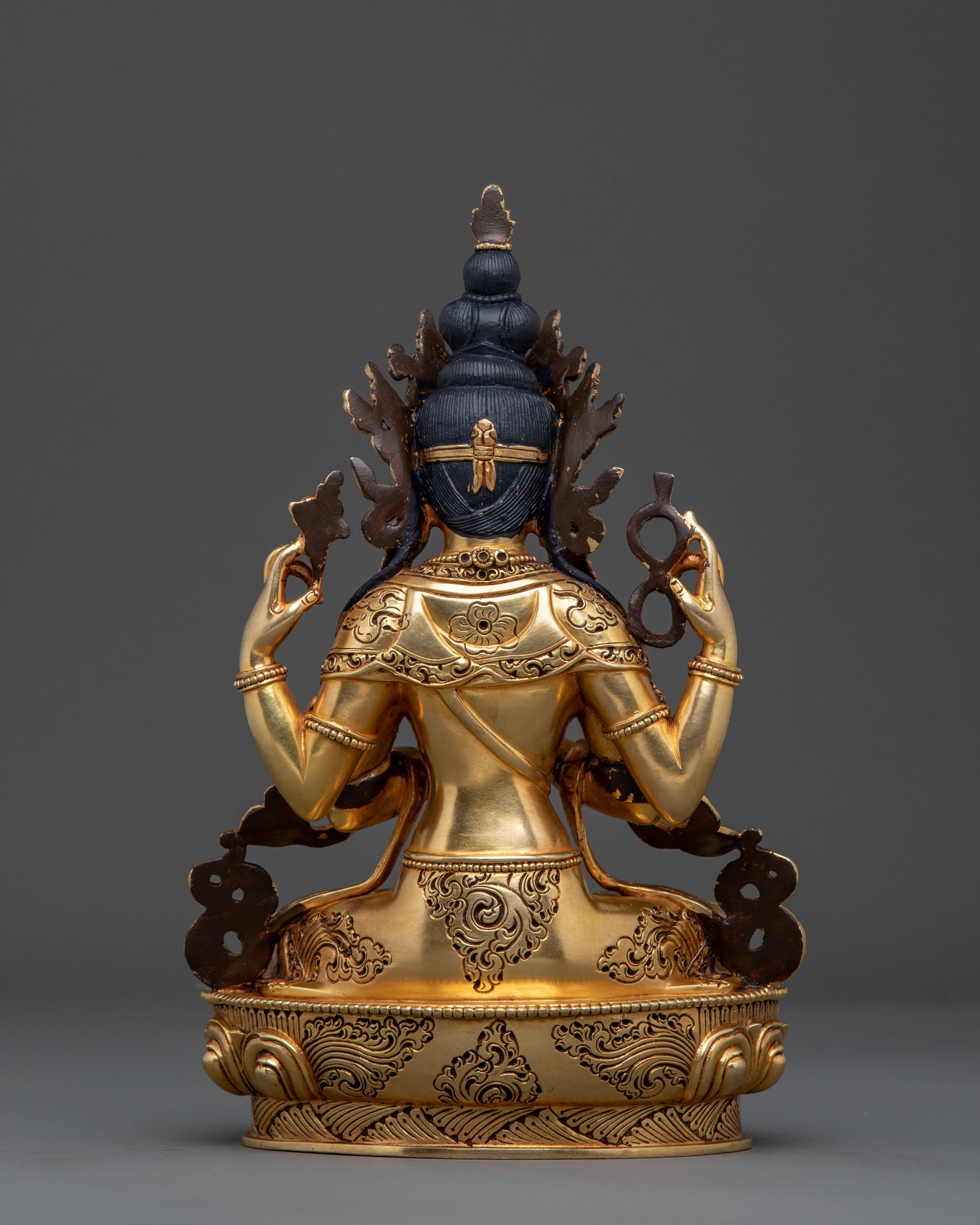 Chenrezig, Hand-Gilded Copper Statue