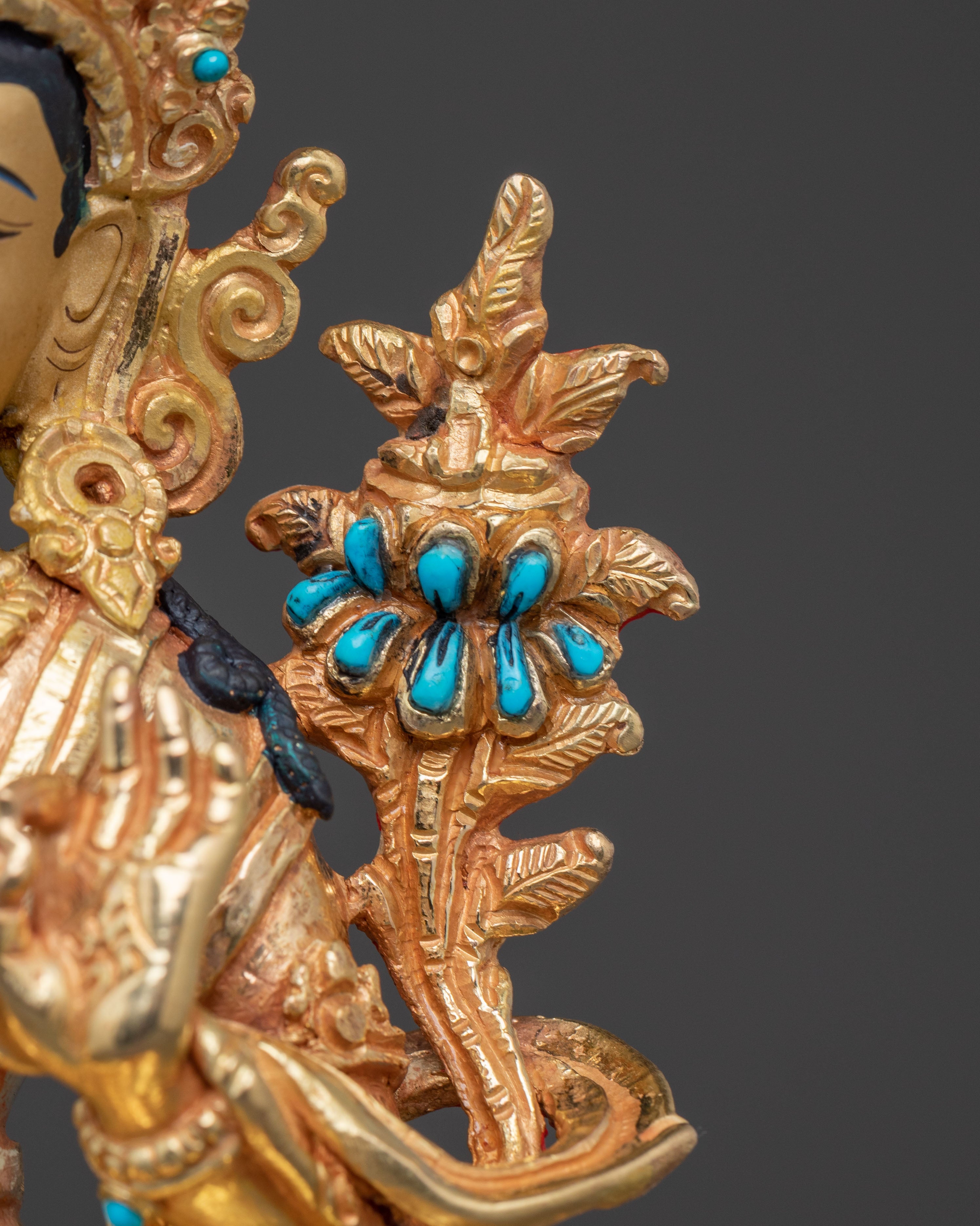 Simhanada Manjushri Wisdom Statue – Gold Gilded Copper Statue