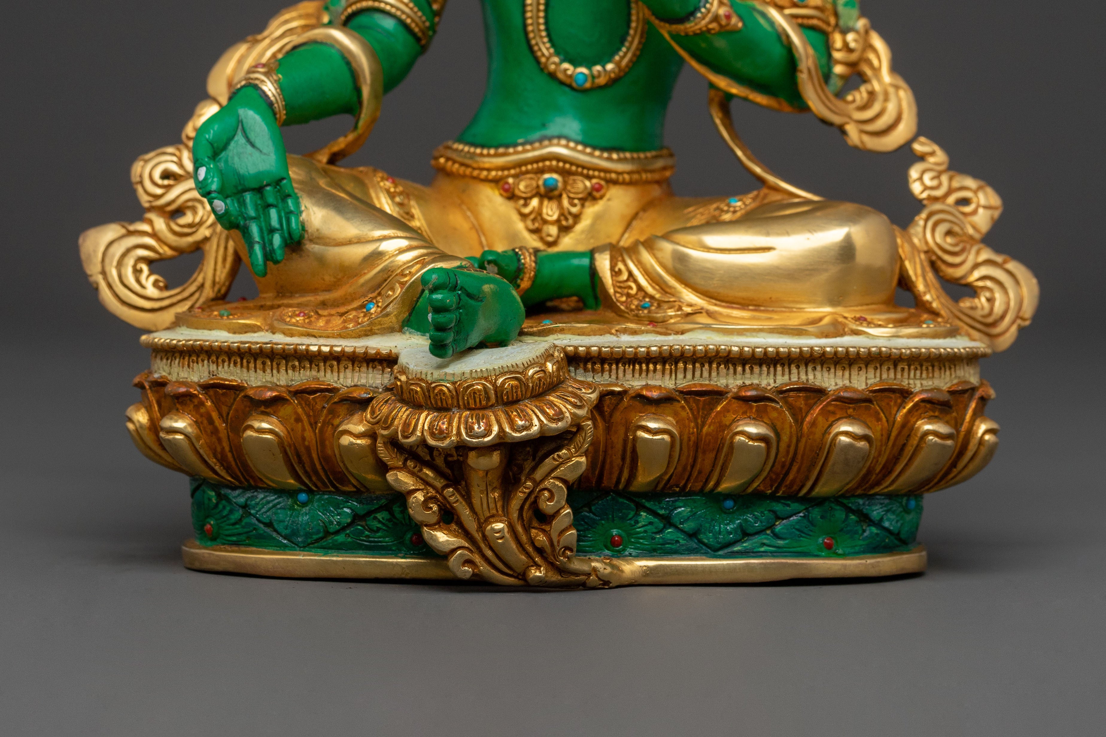 Green Tara Traditional Statue of Protection - Handcrafted Serenity