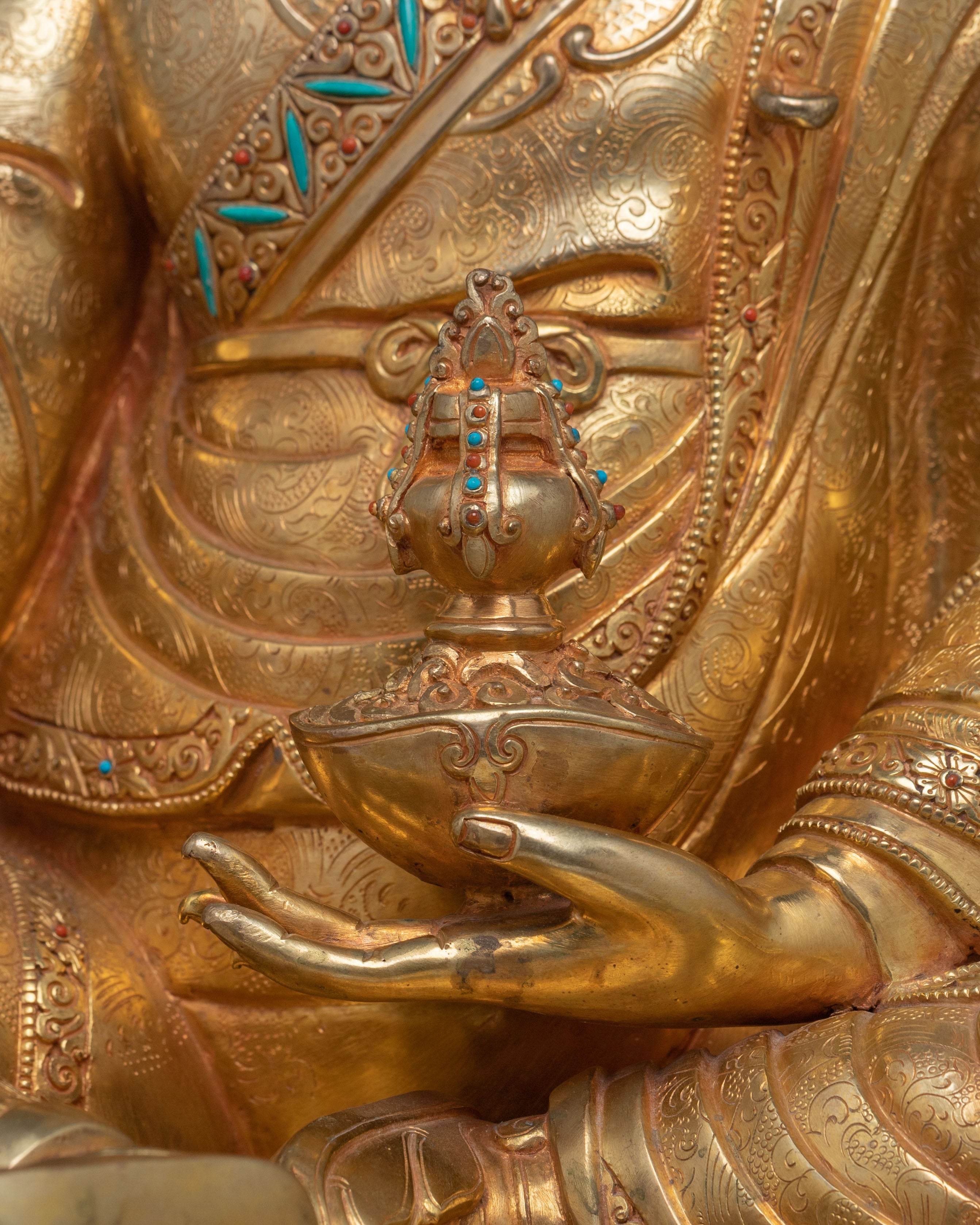 A Majestic Guru Rinpoche Handcrafted Statue