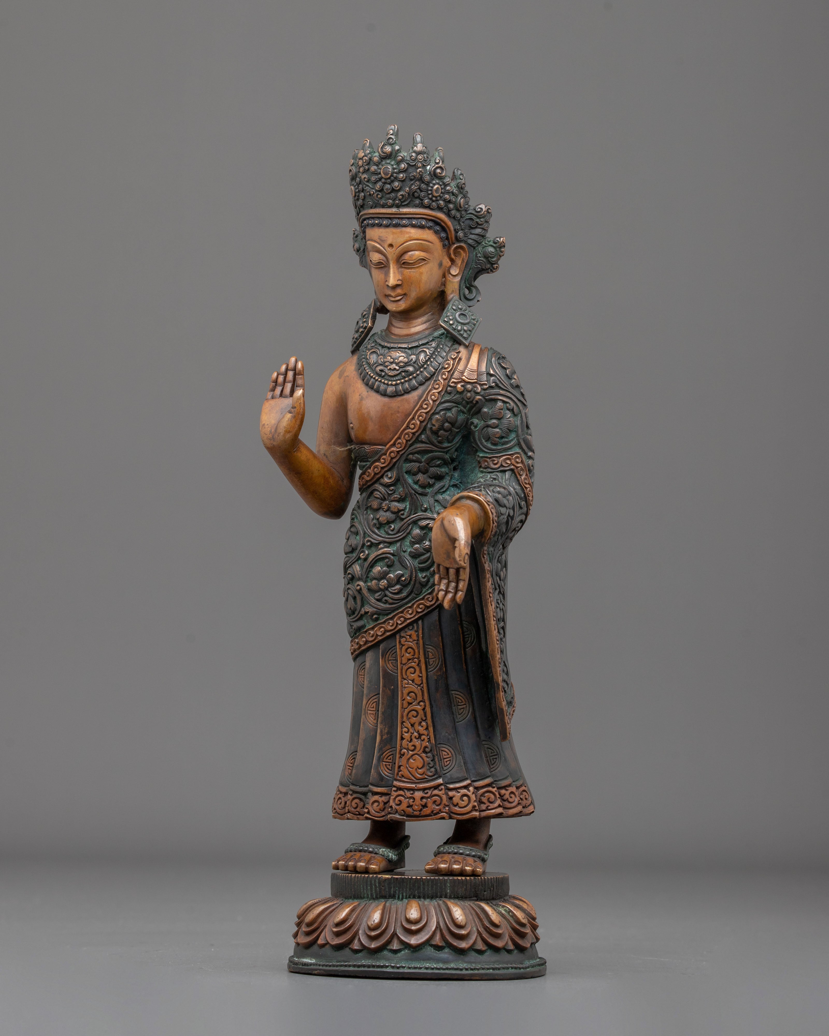 Dipankara Buddha Oxidized Copper Figurine: Symbol of Enlightenment