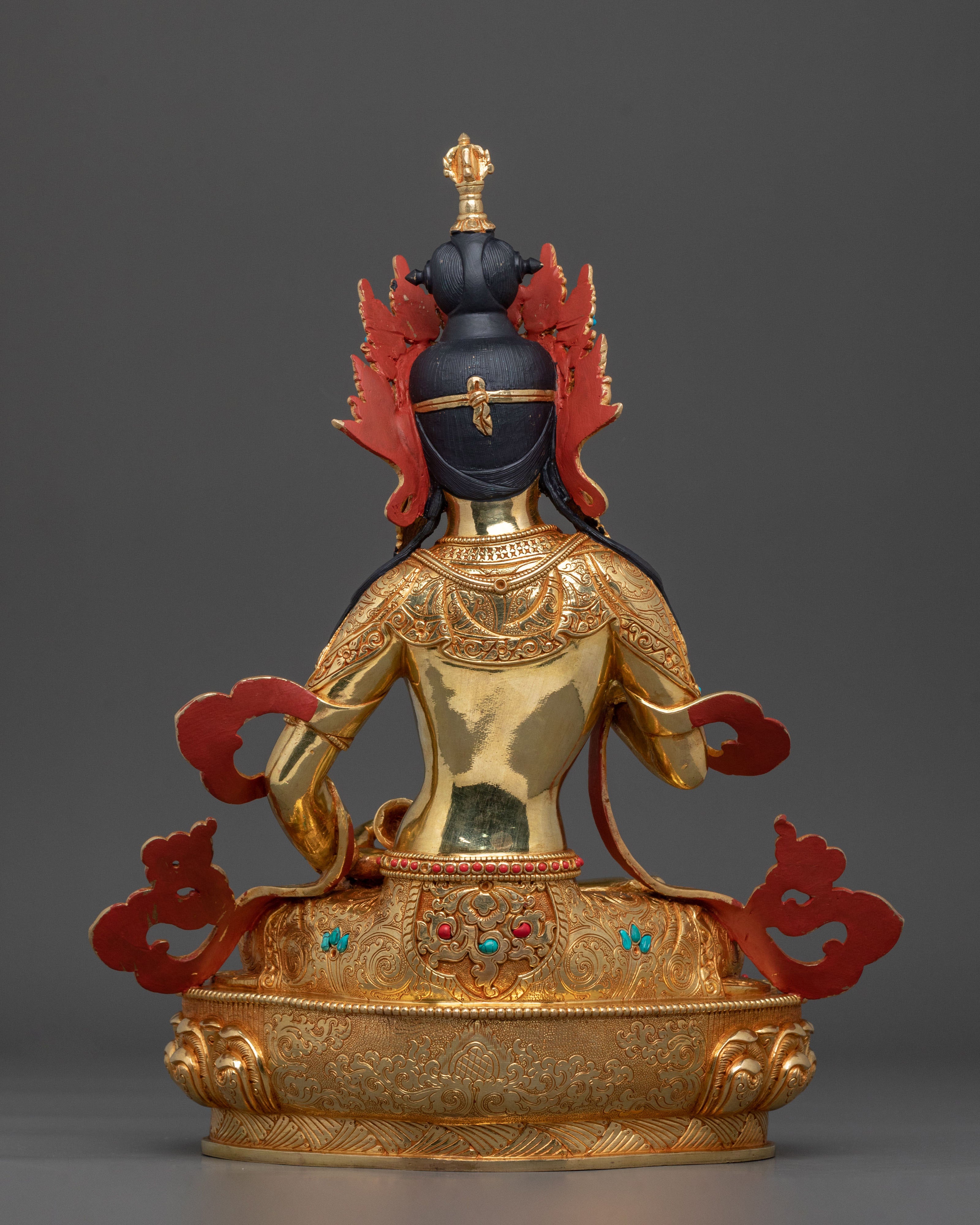Vajrasattva Vajrayana Practice Sculpture in Gleaming Gold