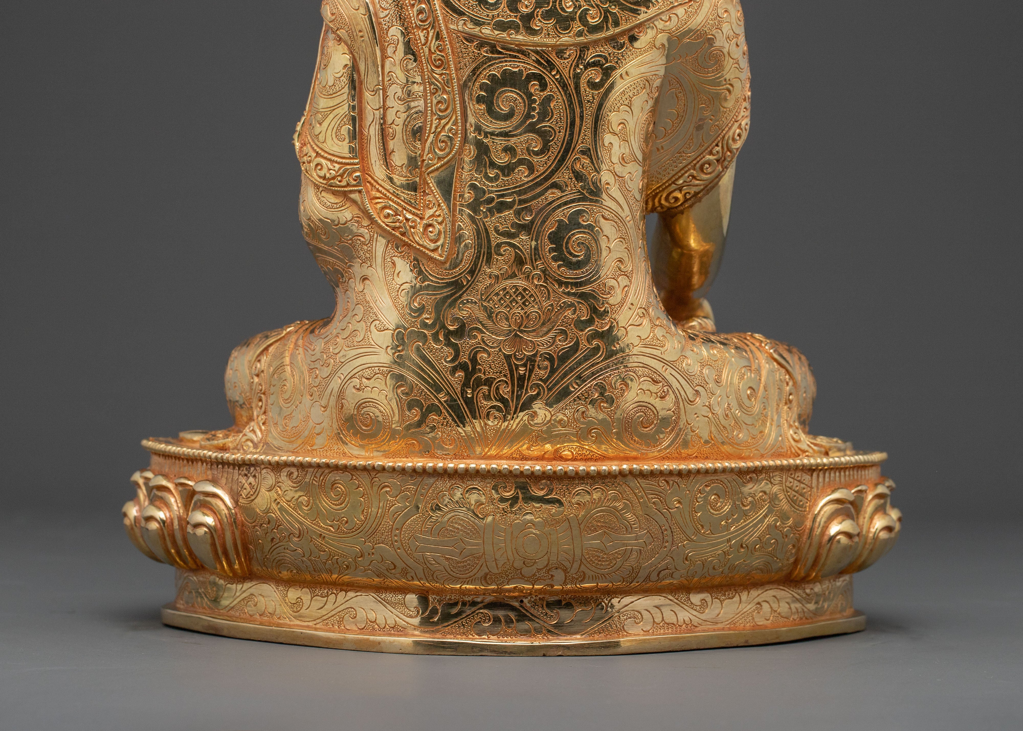 24K Gold Gilded Shakyamuni Buddha Sculpture | Light of Enlightenment