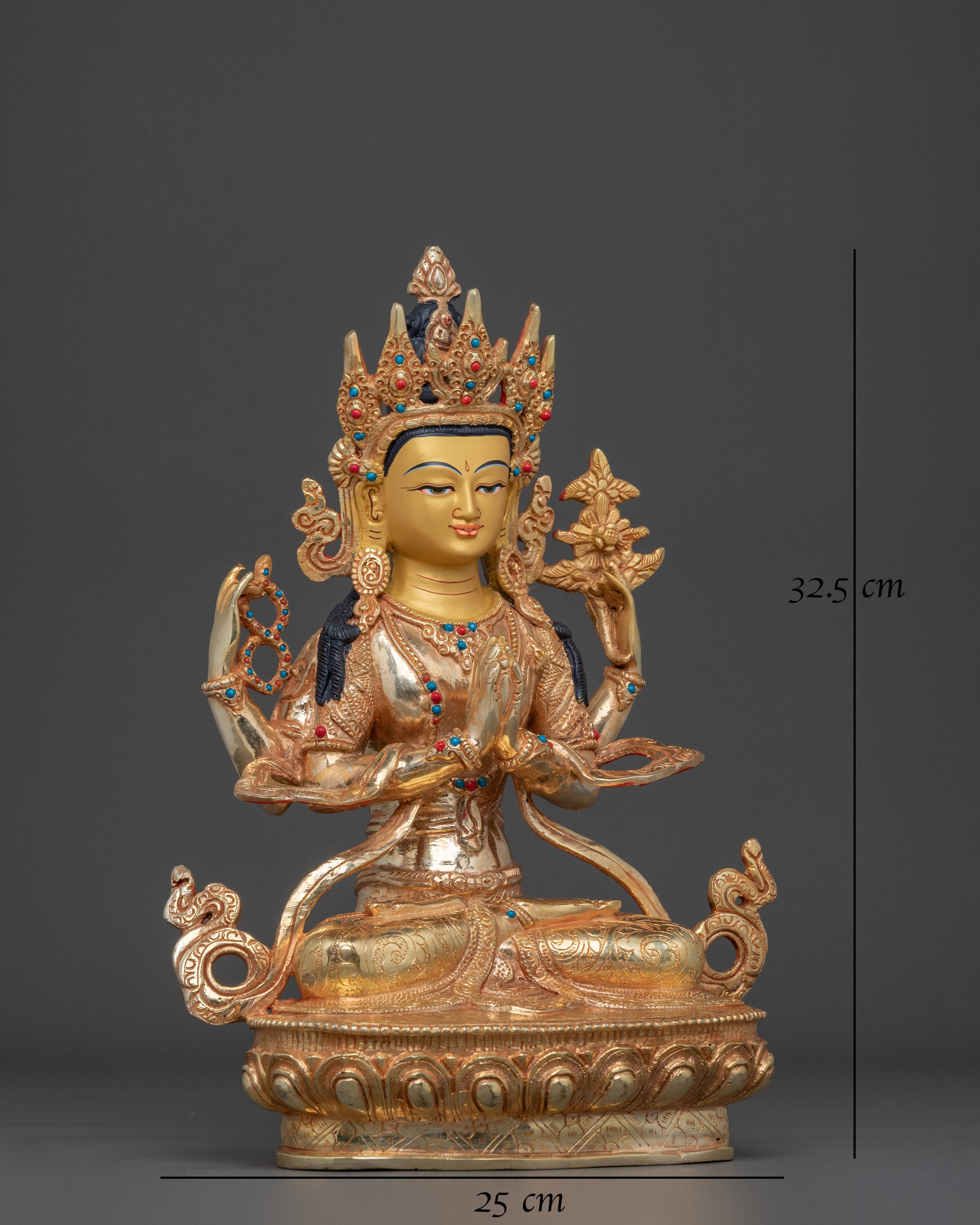Chenrezig Statue | 24k Gold Gilded Guardian