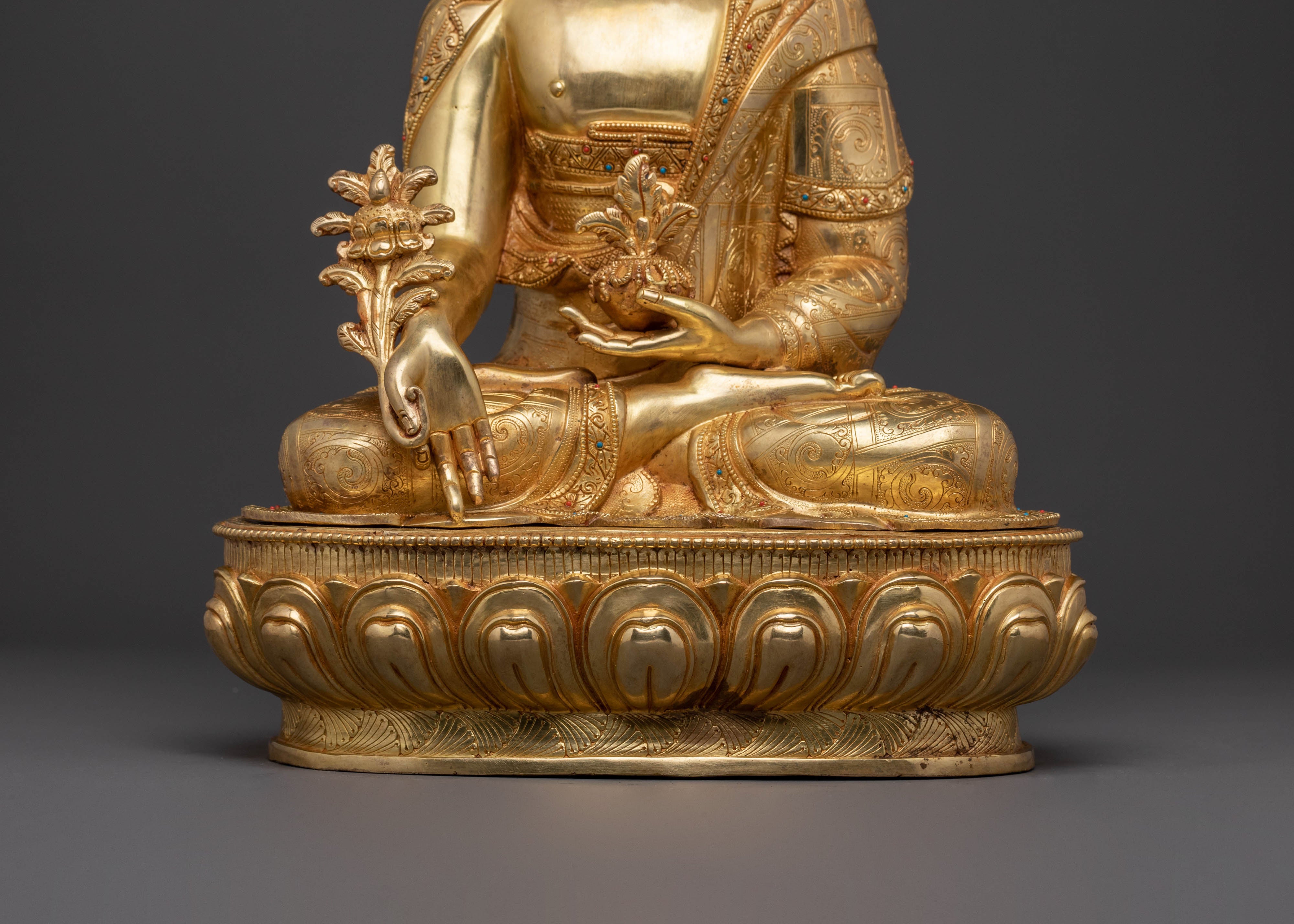 Divine Healer Medicine Buddha Statue | Exquisite Gilded Copper