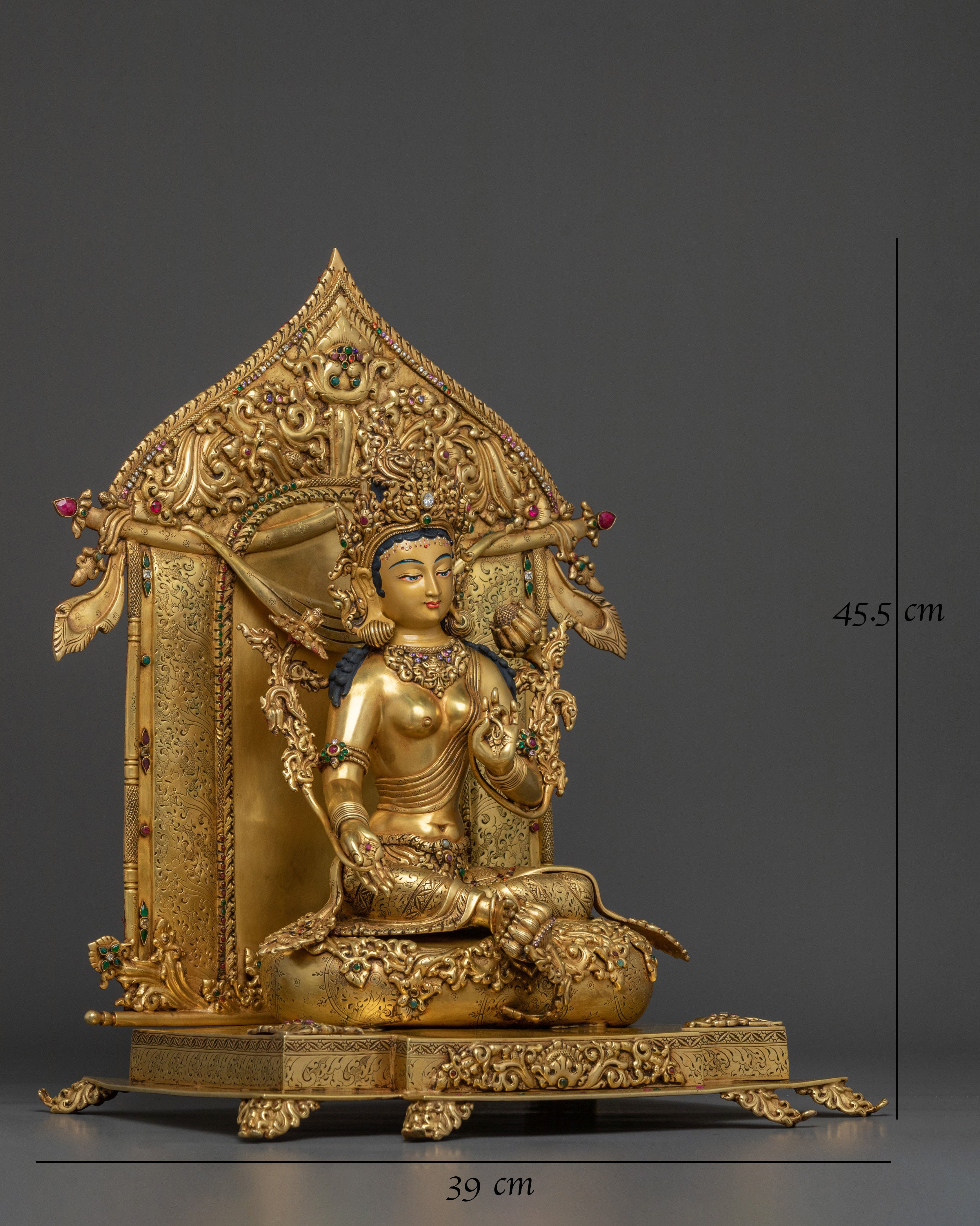 Green Tara Sacred Figurine on Throne | Home Decor
