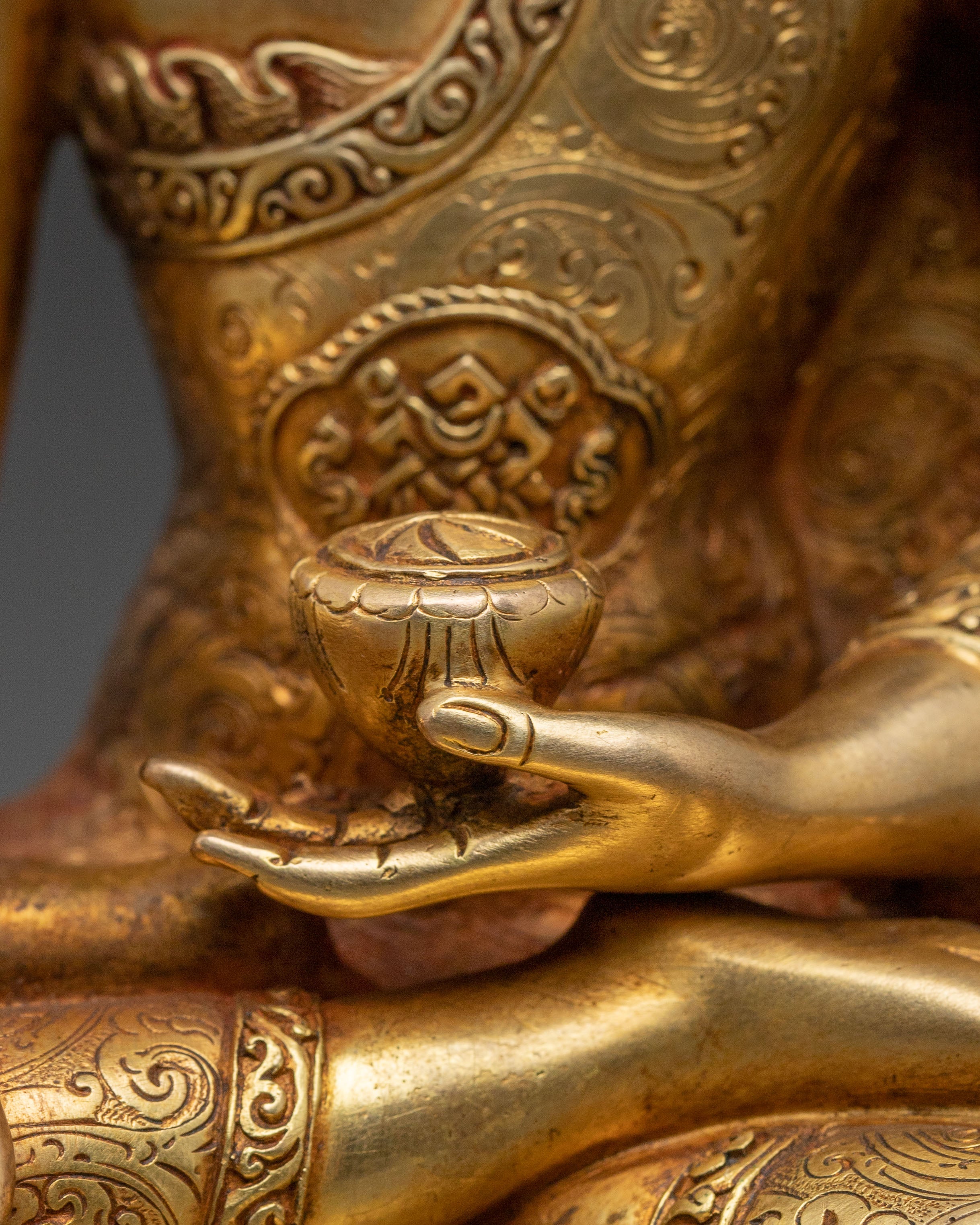 Shakyamuni Buddha Divine Statue - 24K Gold Gilded Figure