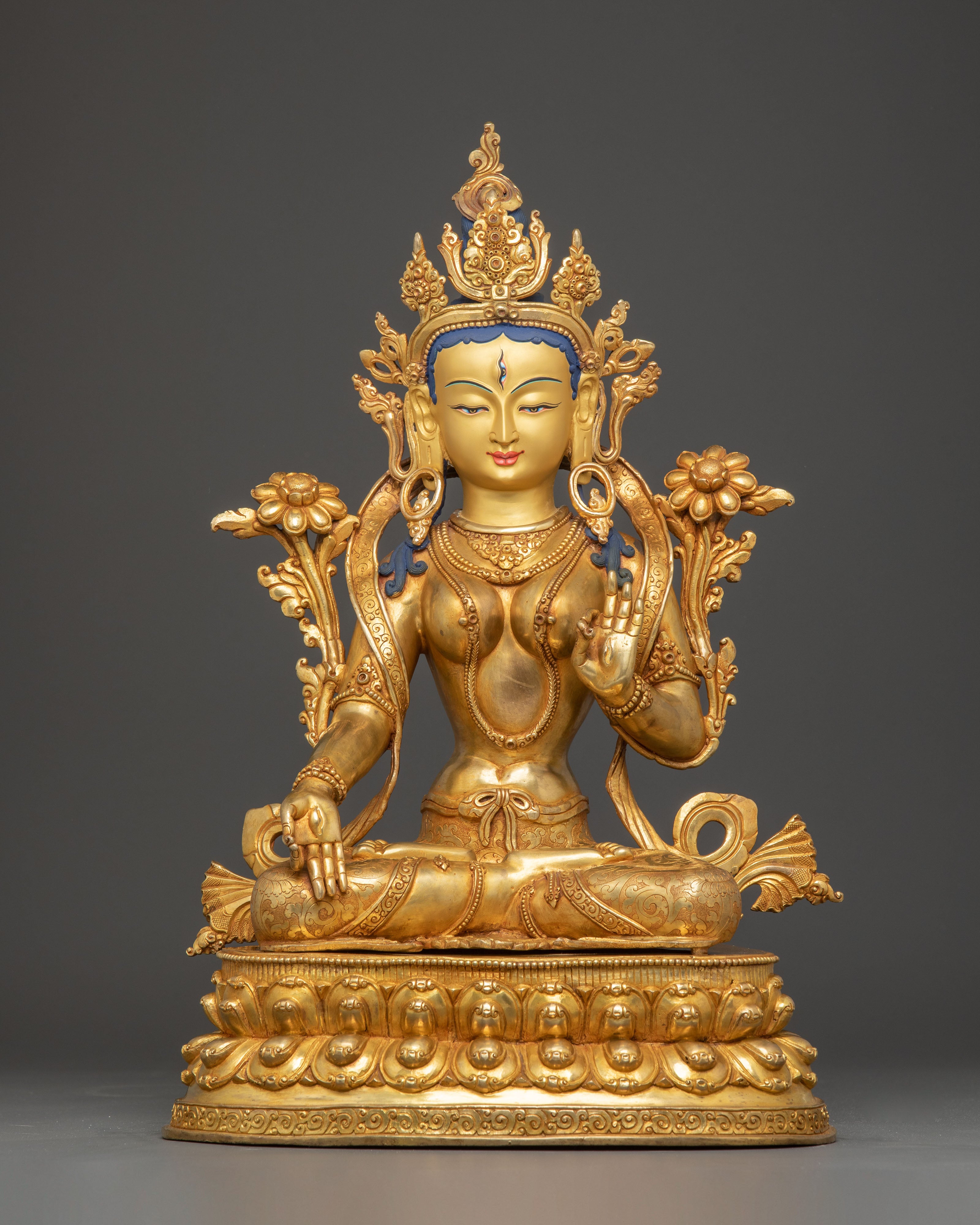 Divine White Tara Statue: Seven Eyed Goddess