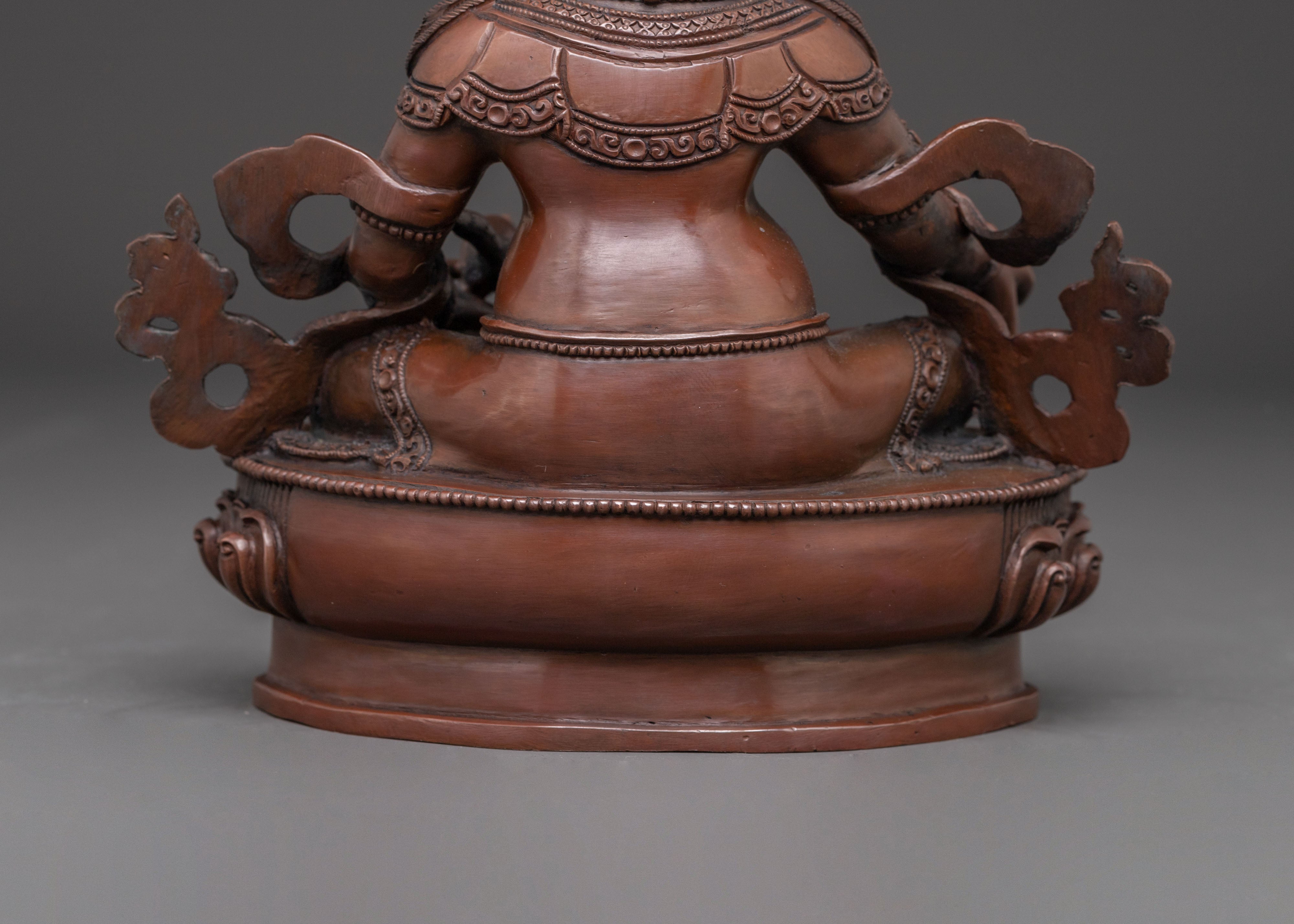 Dzambhala Oxidized Statue of Wealth | Tibetan Buddhist Deity