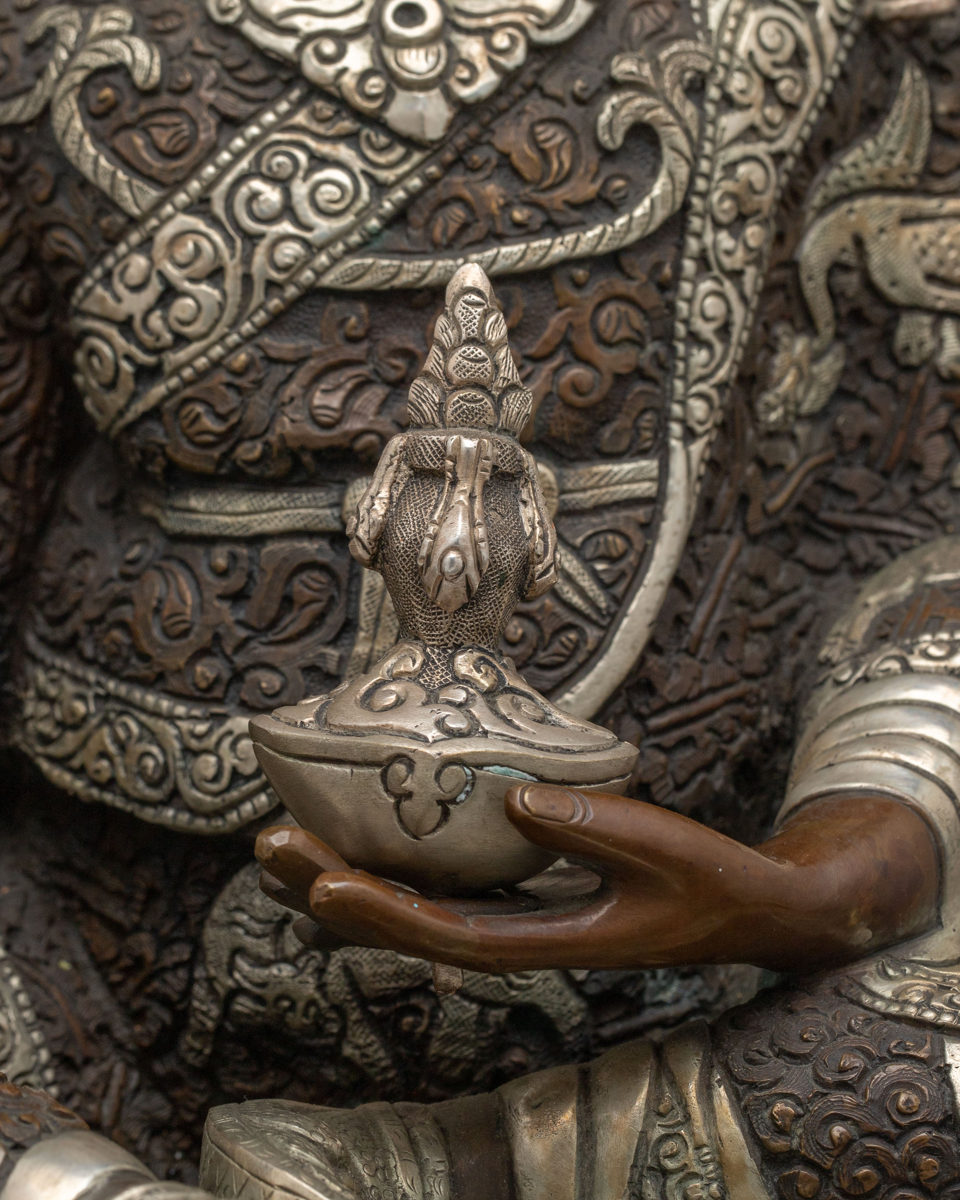 Padmasambhava Copper Statue for Altars – Hand-Gilded Serenity